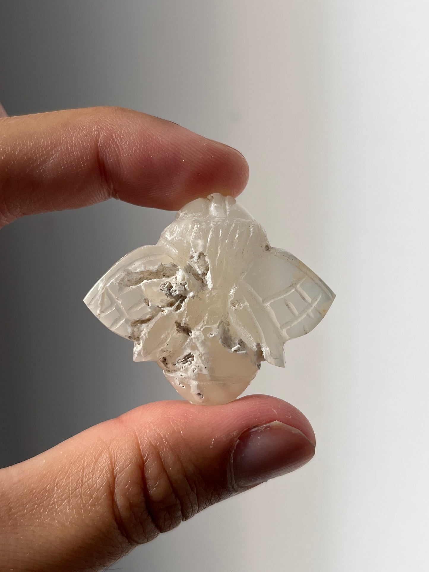 Flower Chalcedony Bee Carving (You Choose)