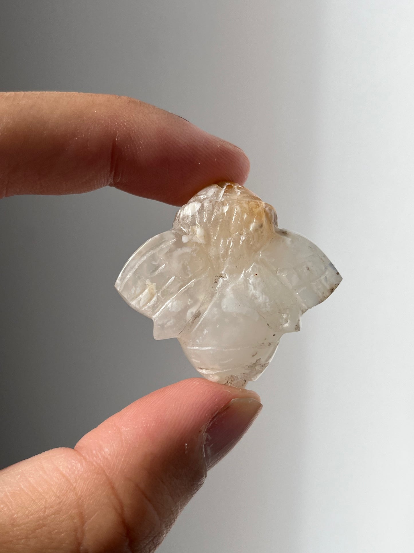 Flower Chalcedony Bee Carving (You Choose)