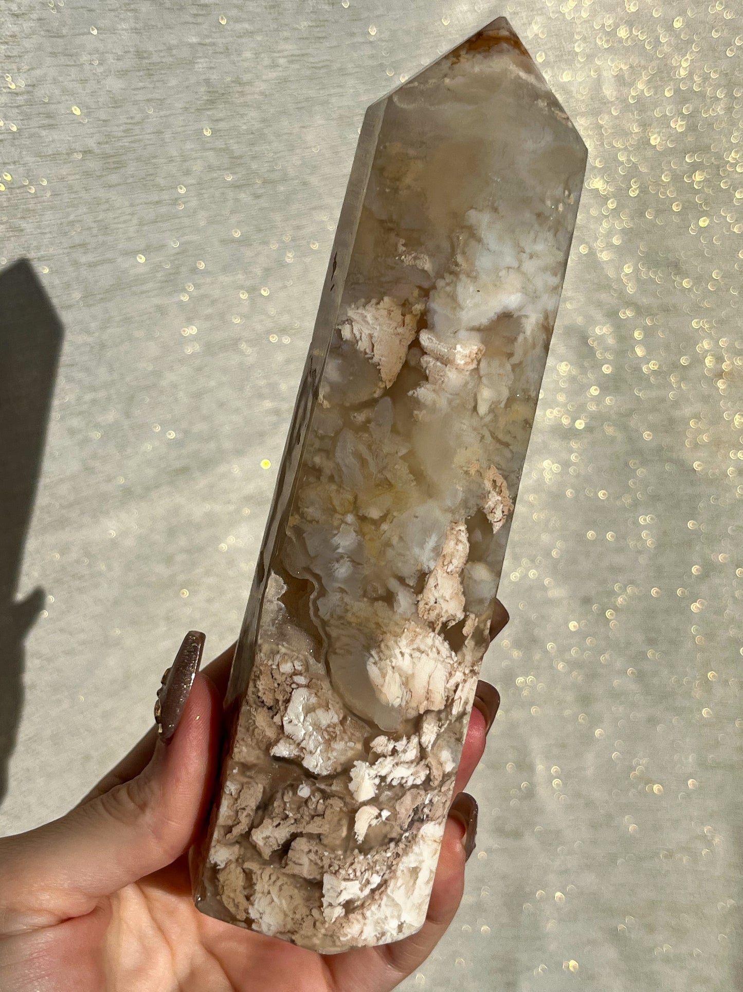 XL Druzy Flower Agate Tower