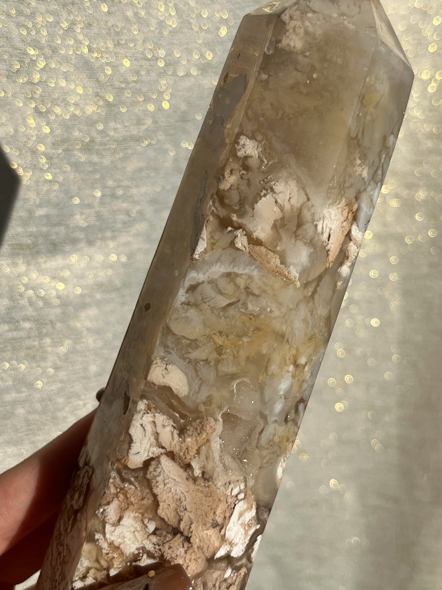 XL Druzy Flower Agate Tower