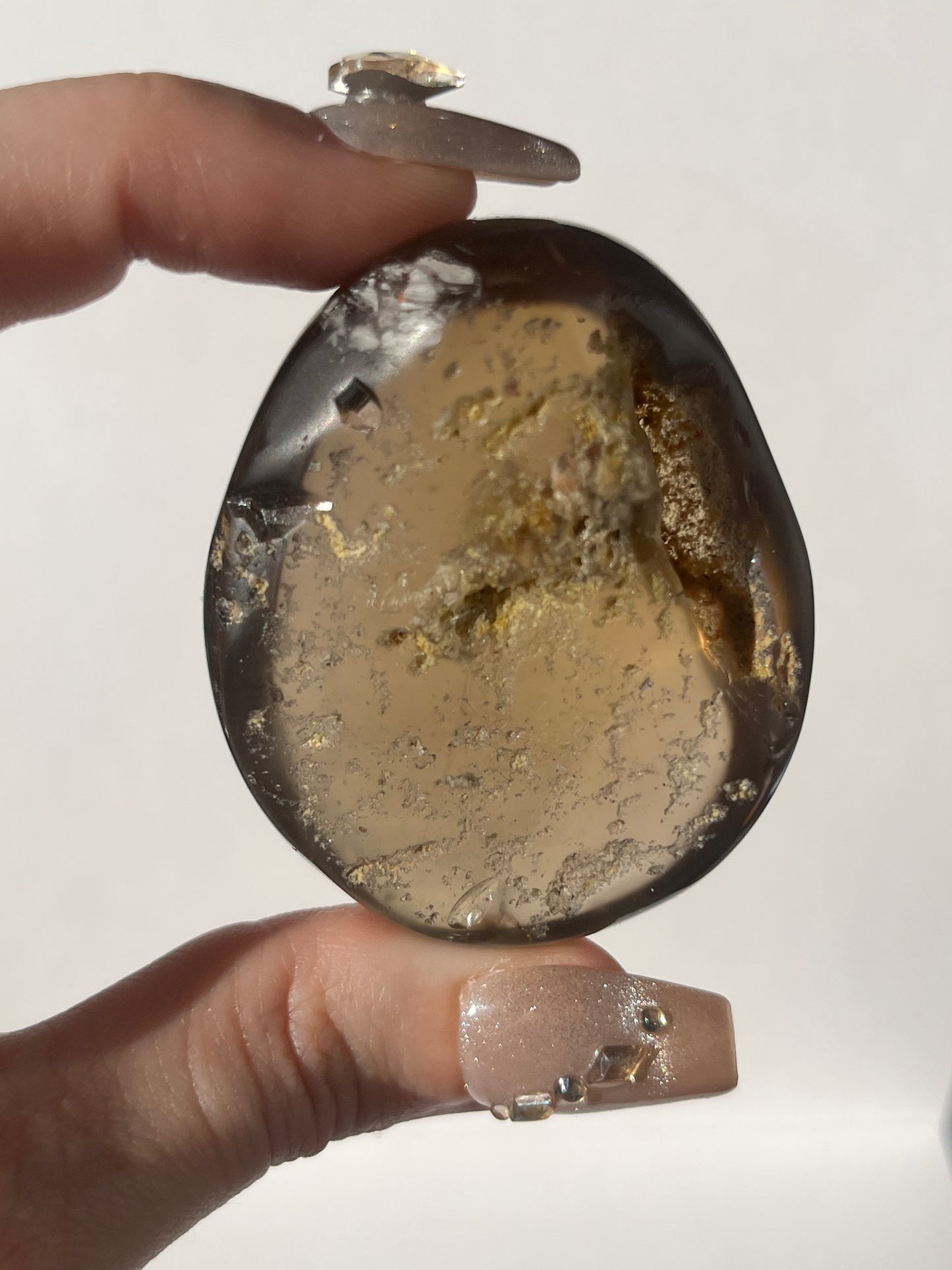 Smokey Garden Quartz Lens Carving A