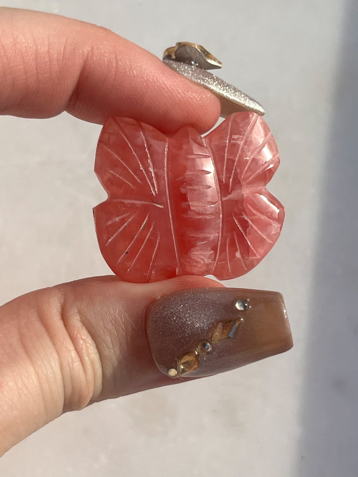 Gel Rhodochrosite Butterfly Carving