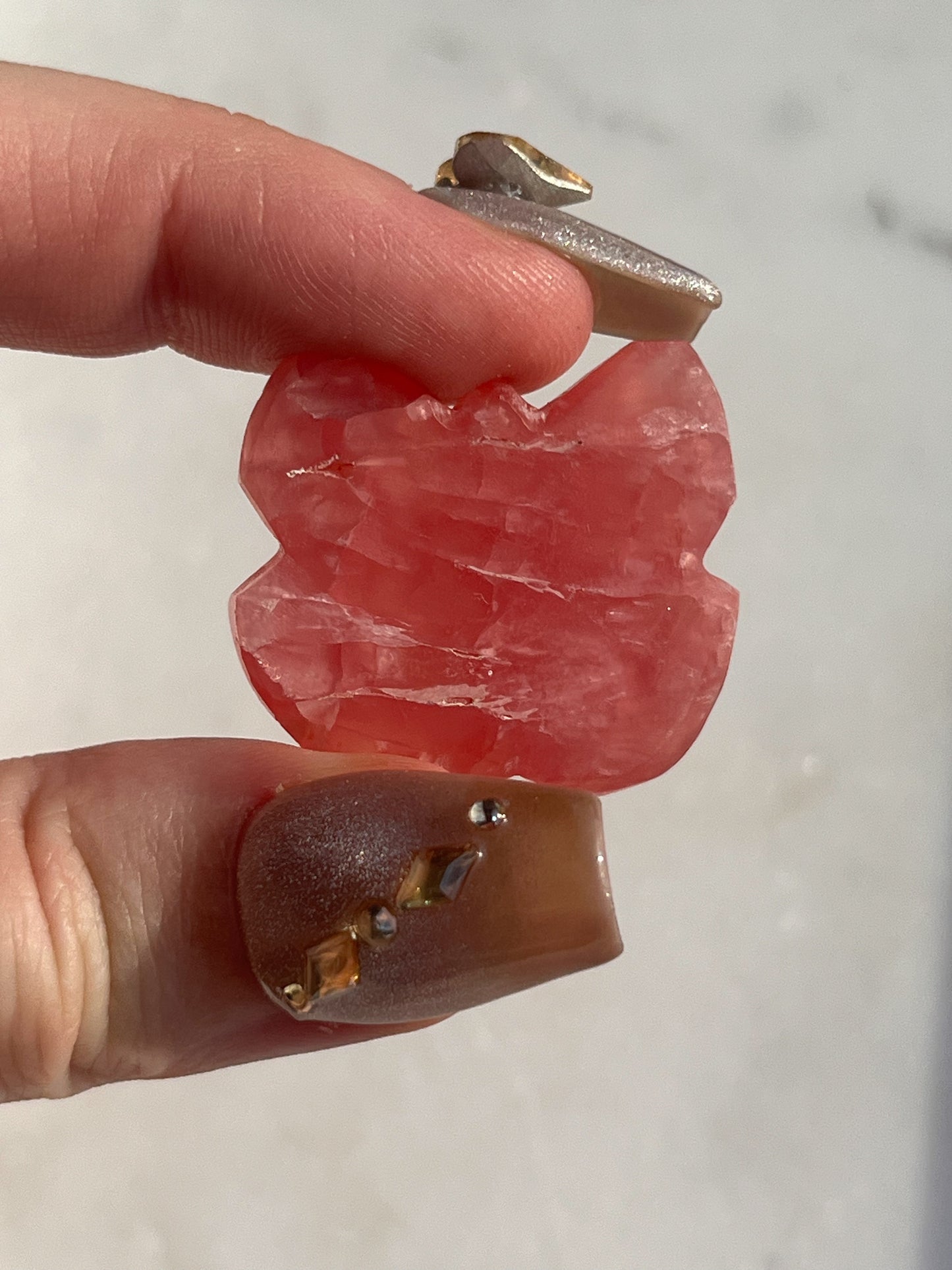 Gel Rhodochrosite Butterfly Carving