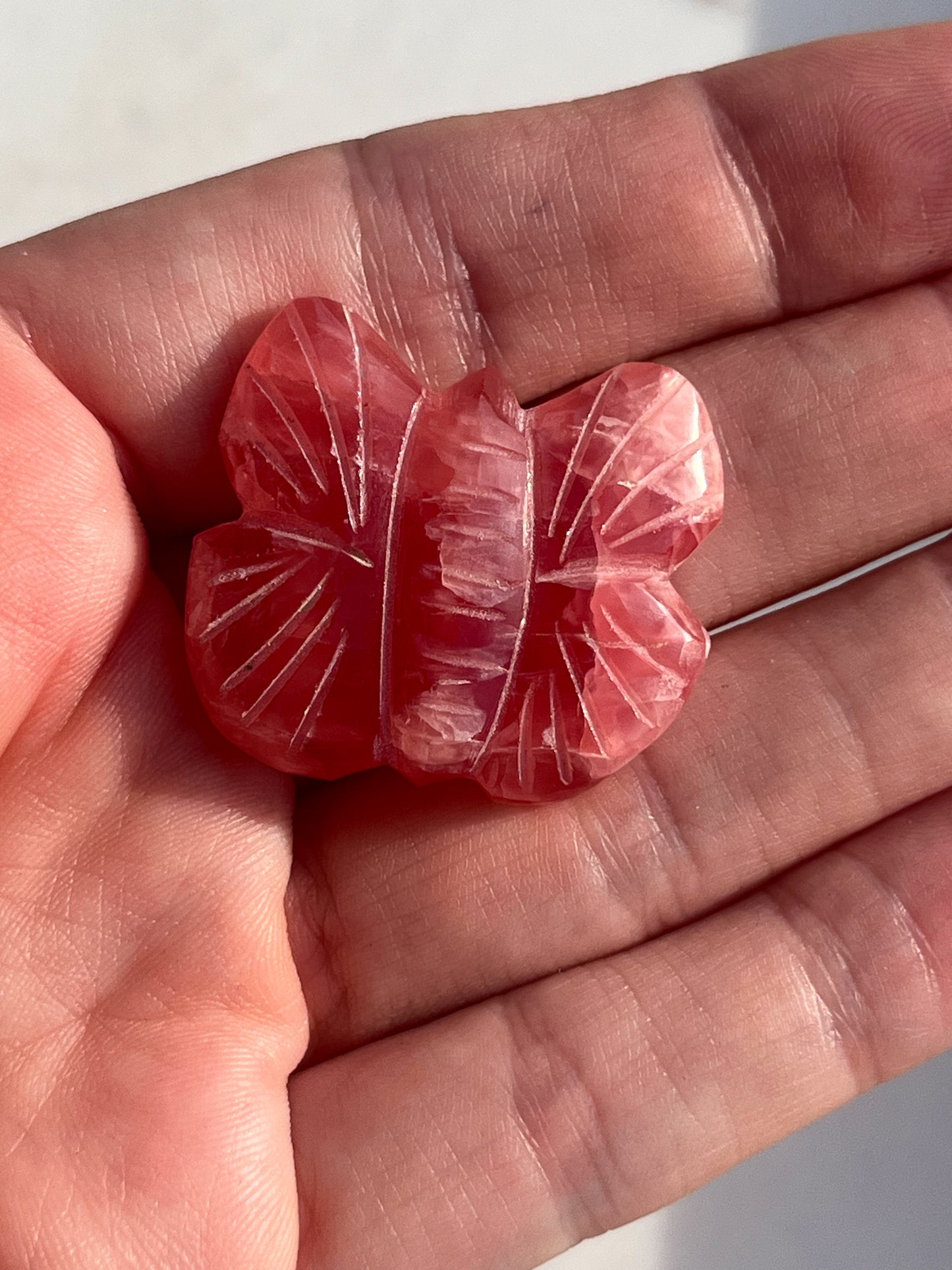 Gel Rhodochrosite Butterfly Carving