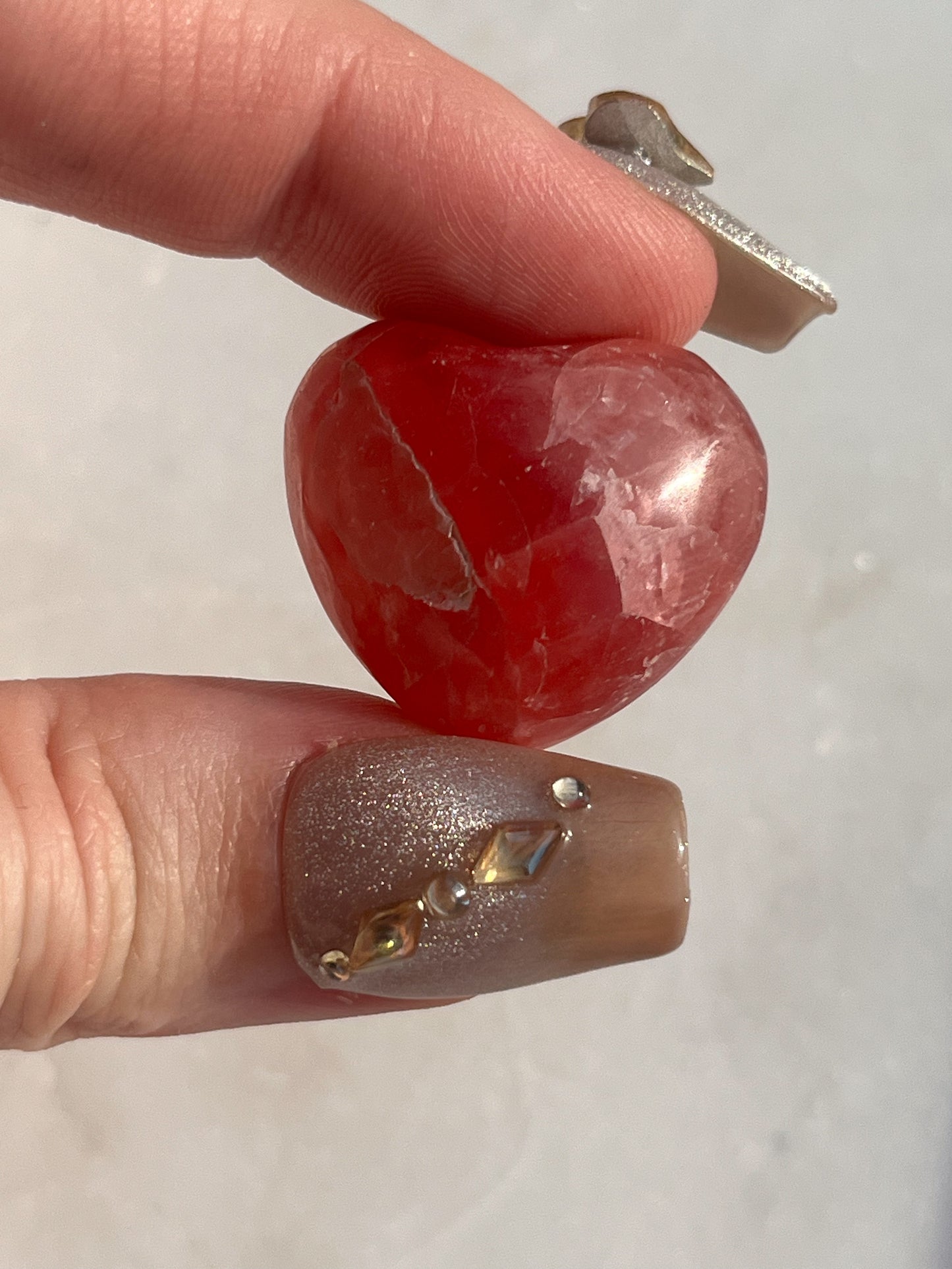 Gel Rhodochrosite Heart Carving #2