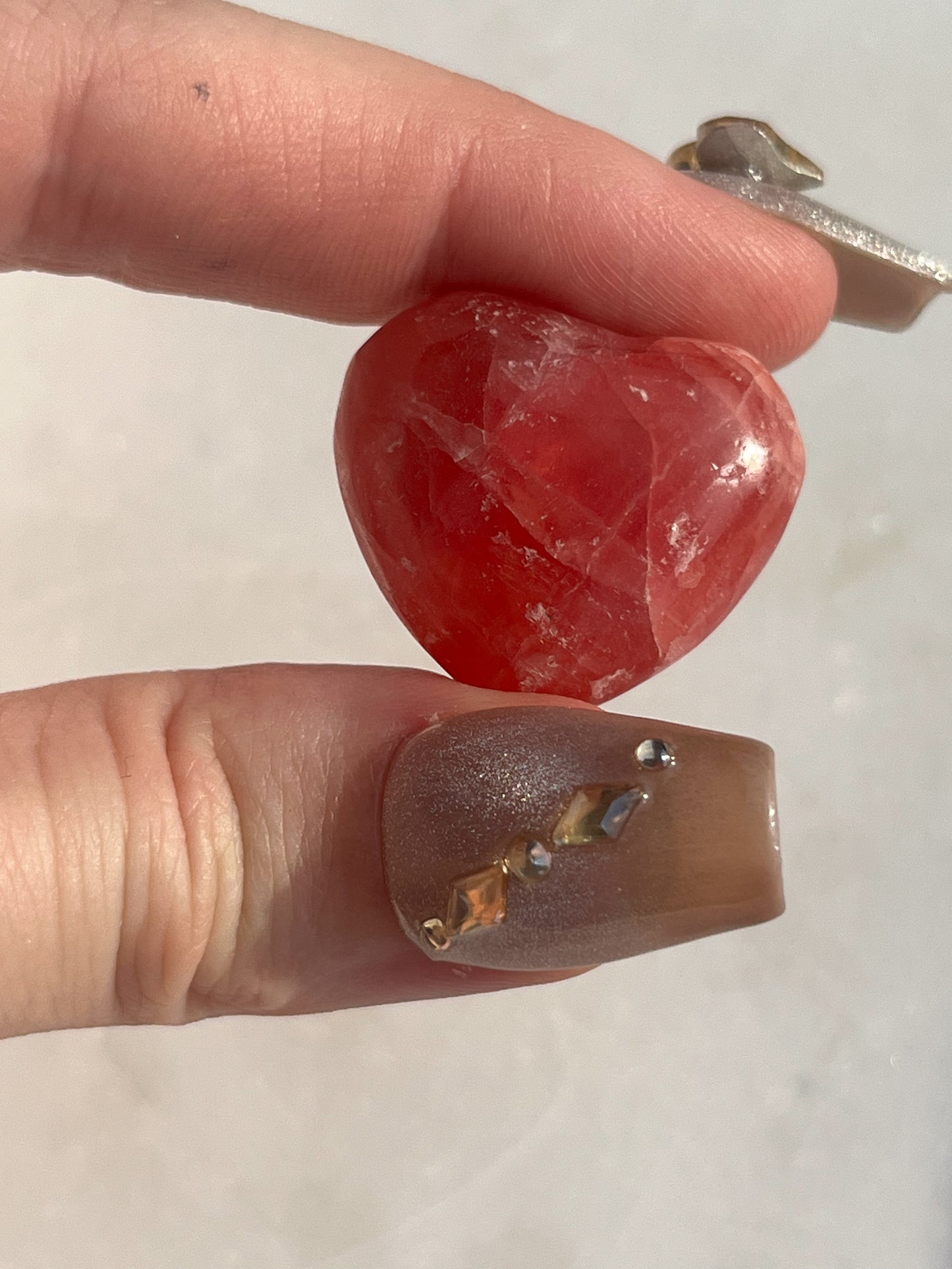 Gel Rhodochrosite Heart Carving #2