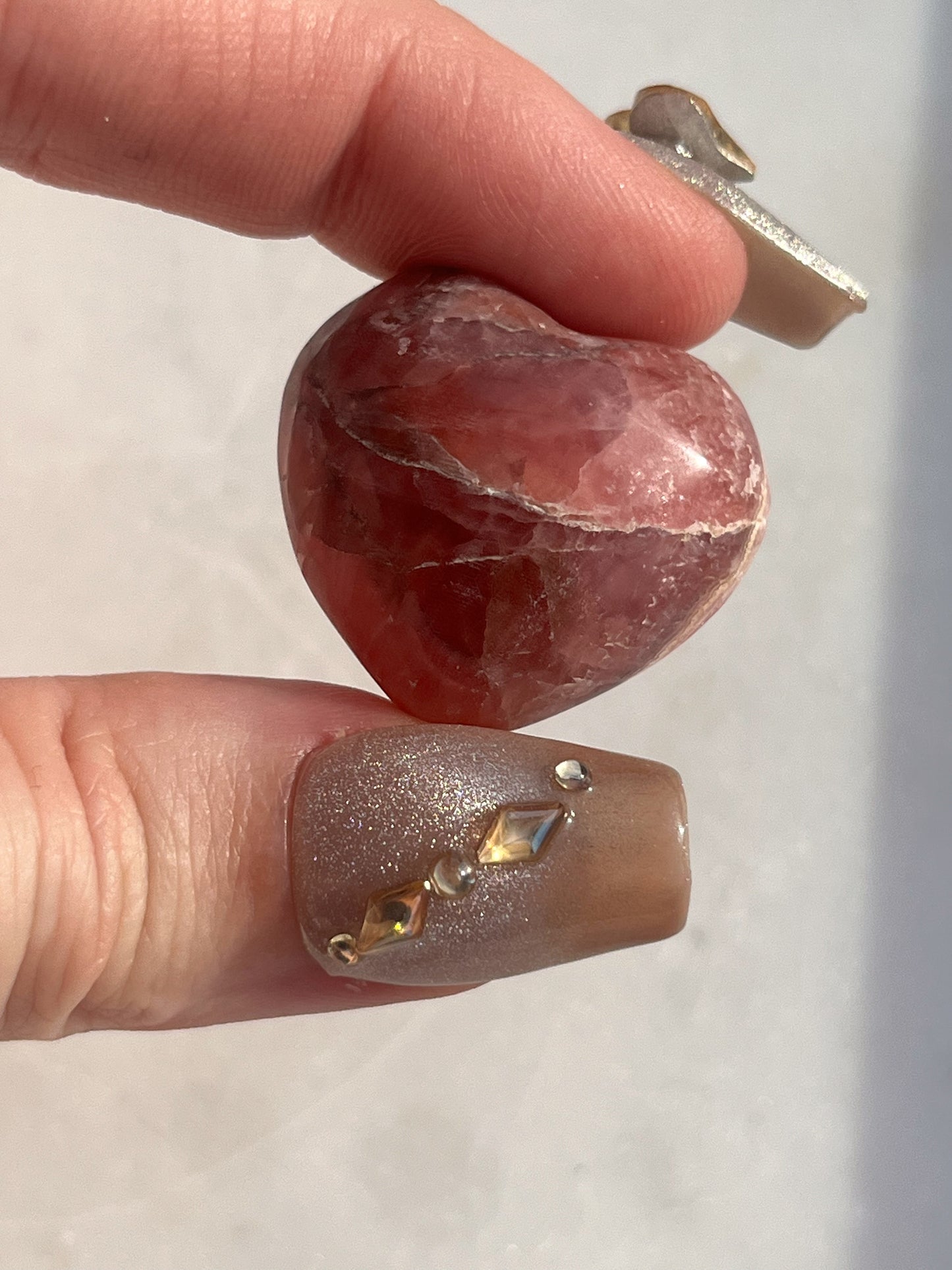 Gel Rhodochrosite Heart Carving #4