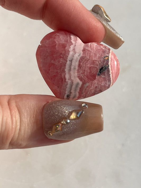 Banded Rhodochrosite Heart Carving #3