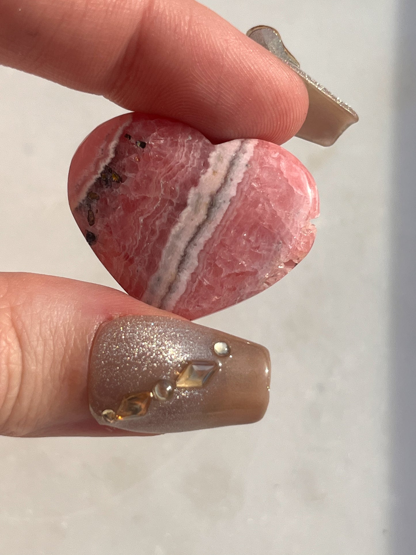 Banded Rhodochrosite Heart Carving #3