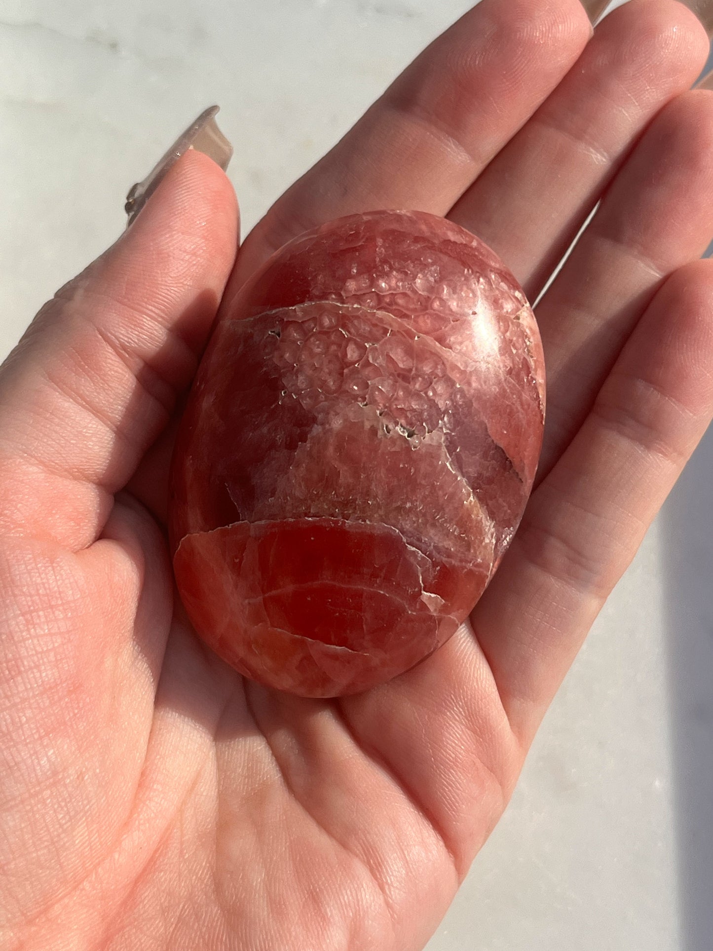 Gel Rhodochrosite Puffy Palmstone #2