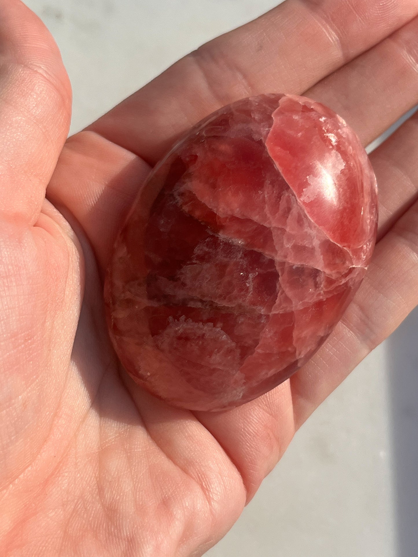 Gel Rhodochrosite Puffy Palmstone #2