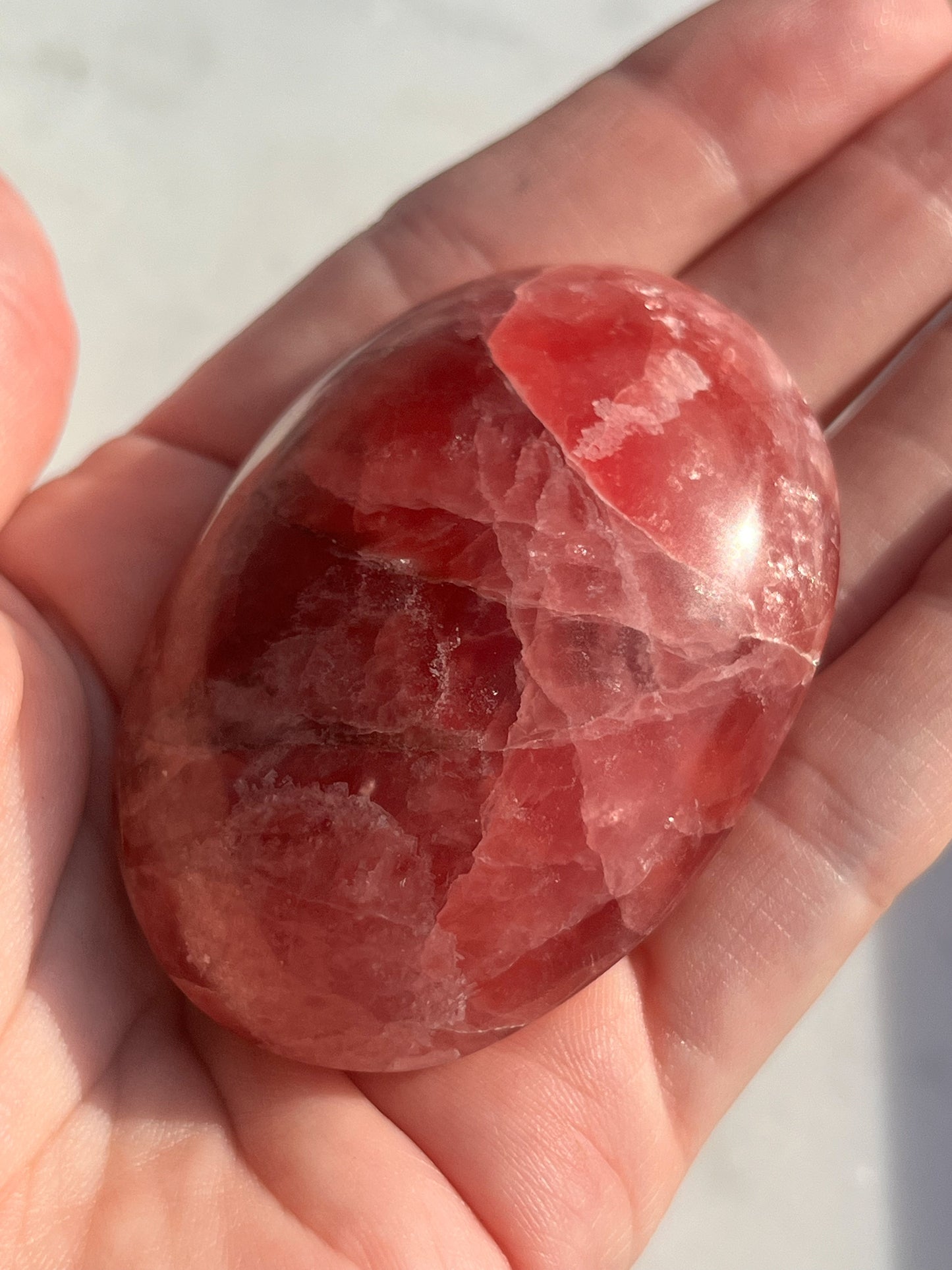 Gel Rhodochrosite Puffy Palmstone #2