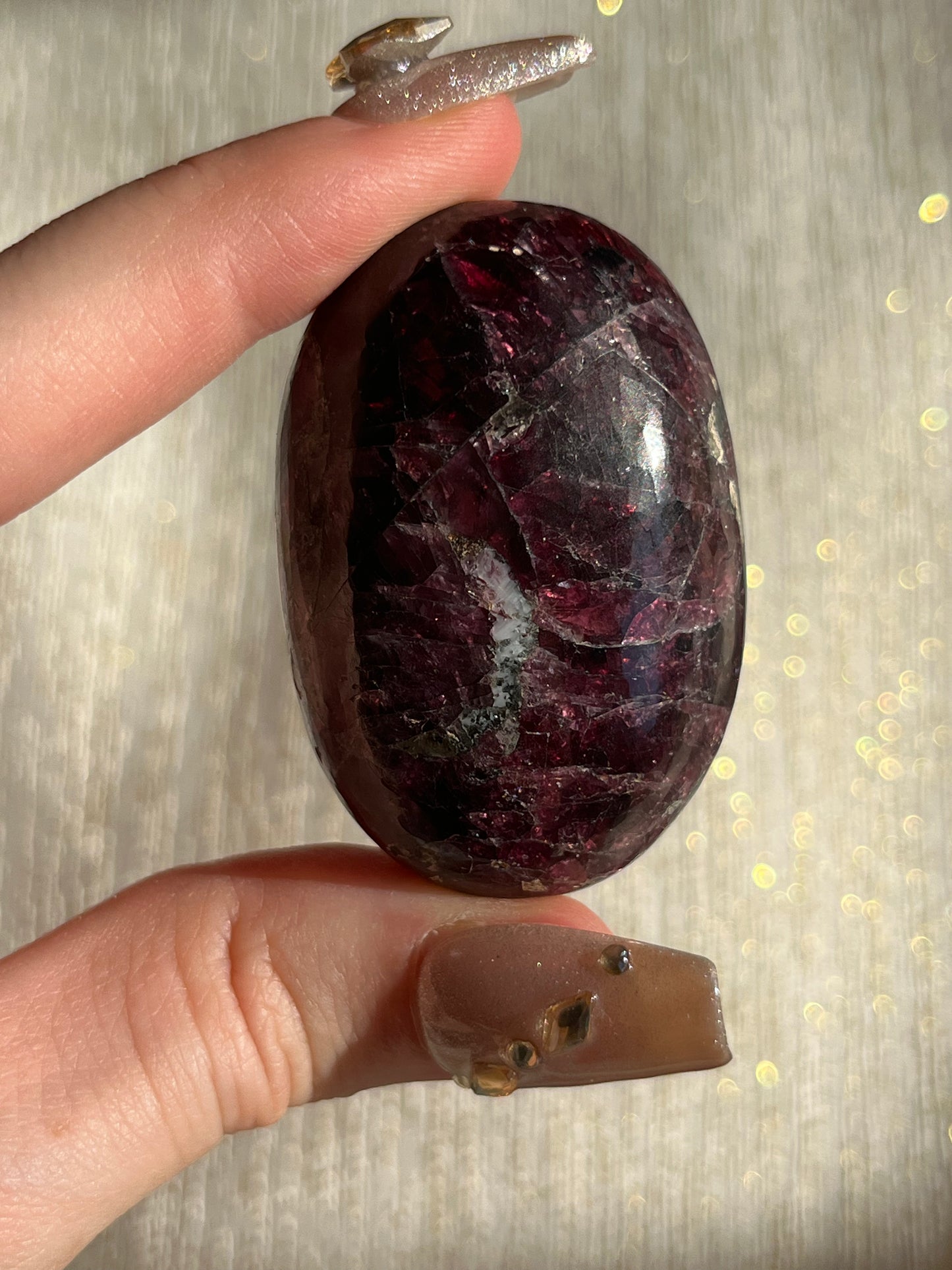 High Grade Gemmy Garnet Palmstone #A