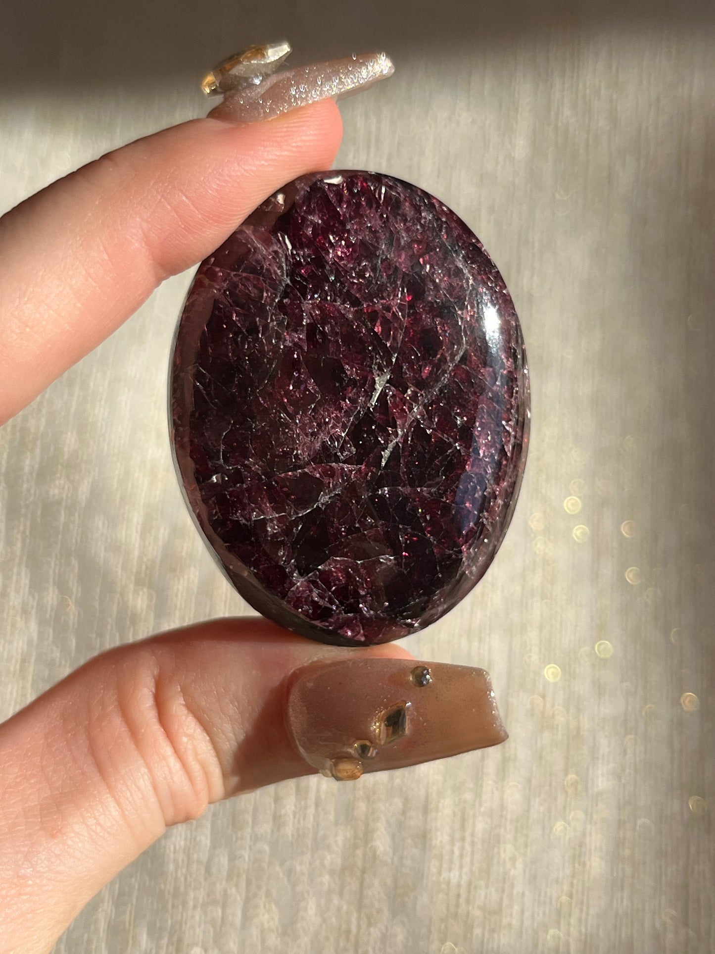 High Grade Gemmy Garnet Palmstone #E