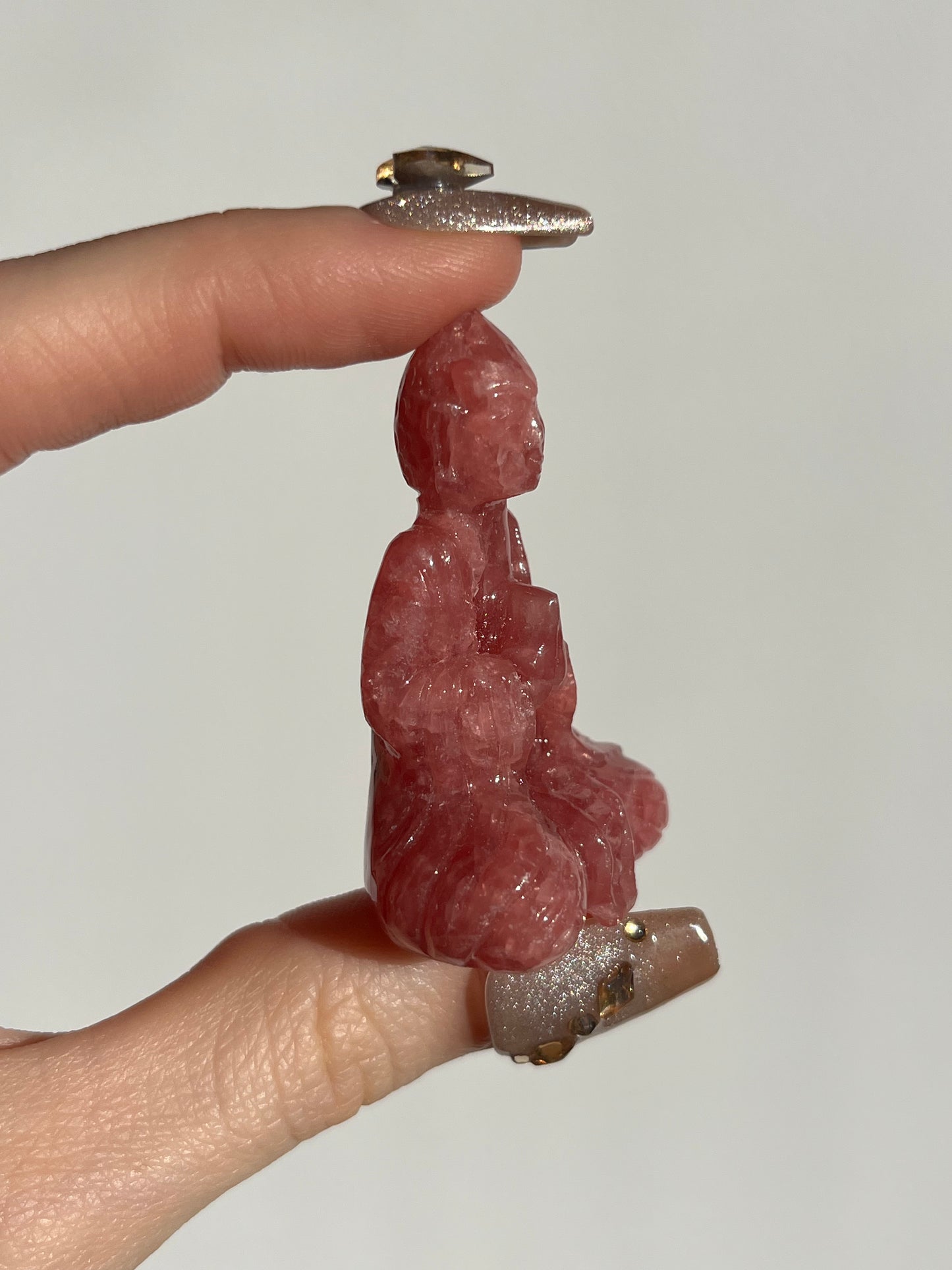Gemmy Rhodochrosite Buddha Carving