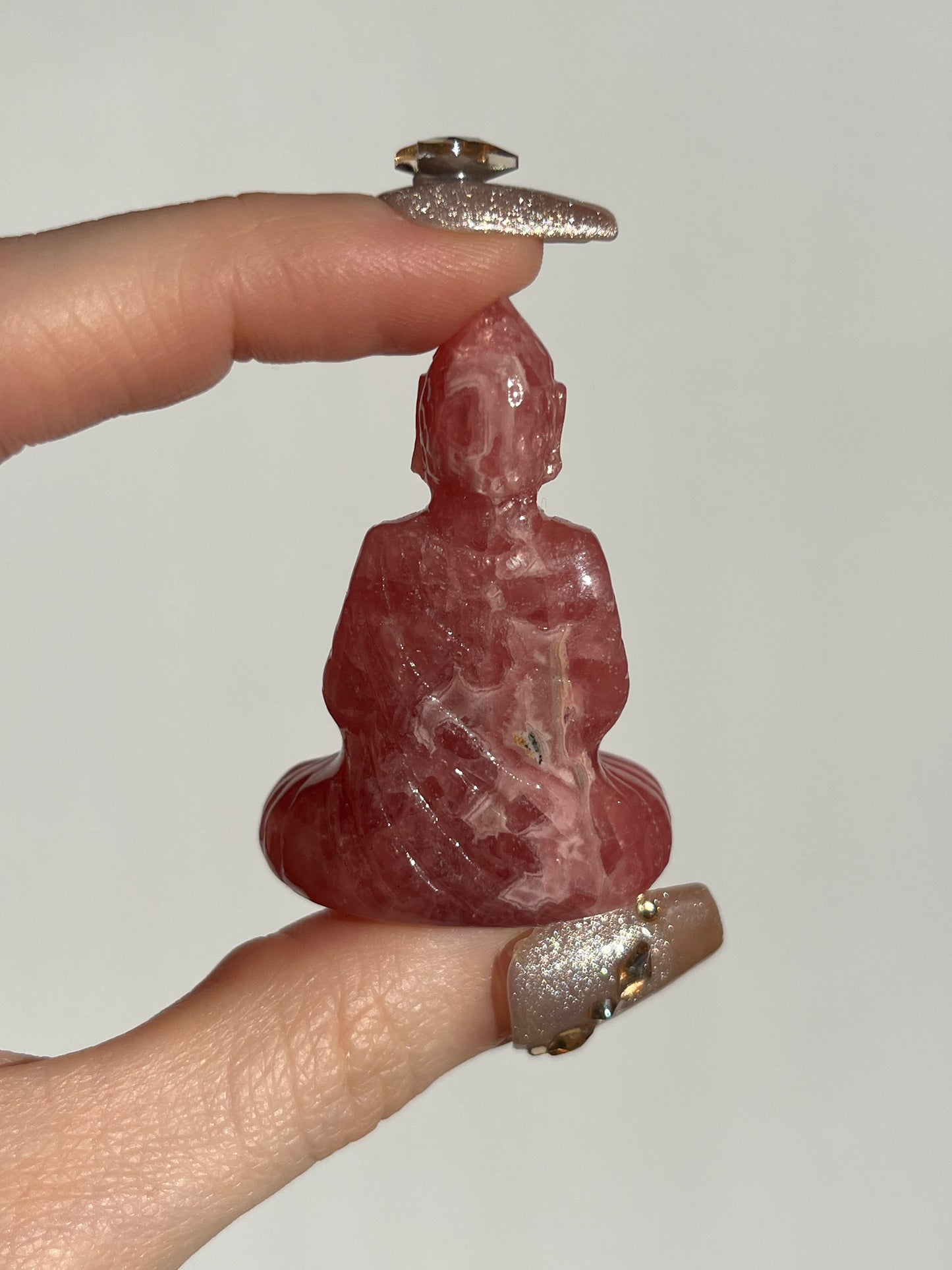 Gemmy Rhodochrosite Buddha Carving