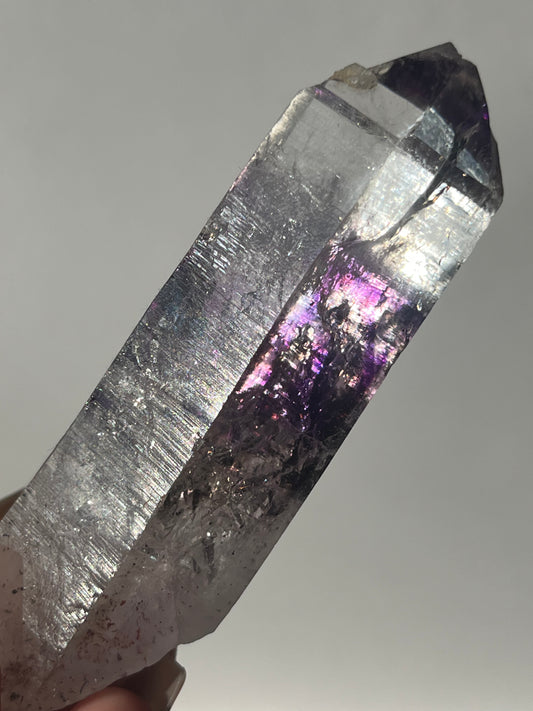 Phantom Amethyst Quartz with Analcime and Harlequin Hematite Inclusions Specimen B