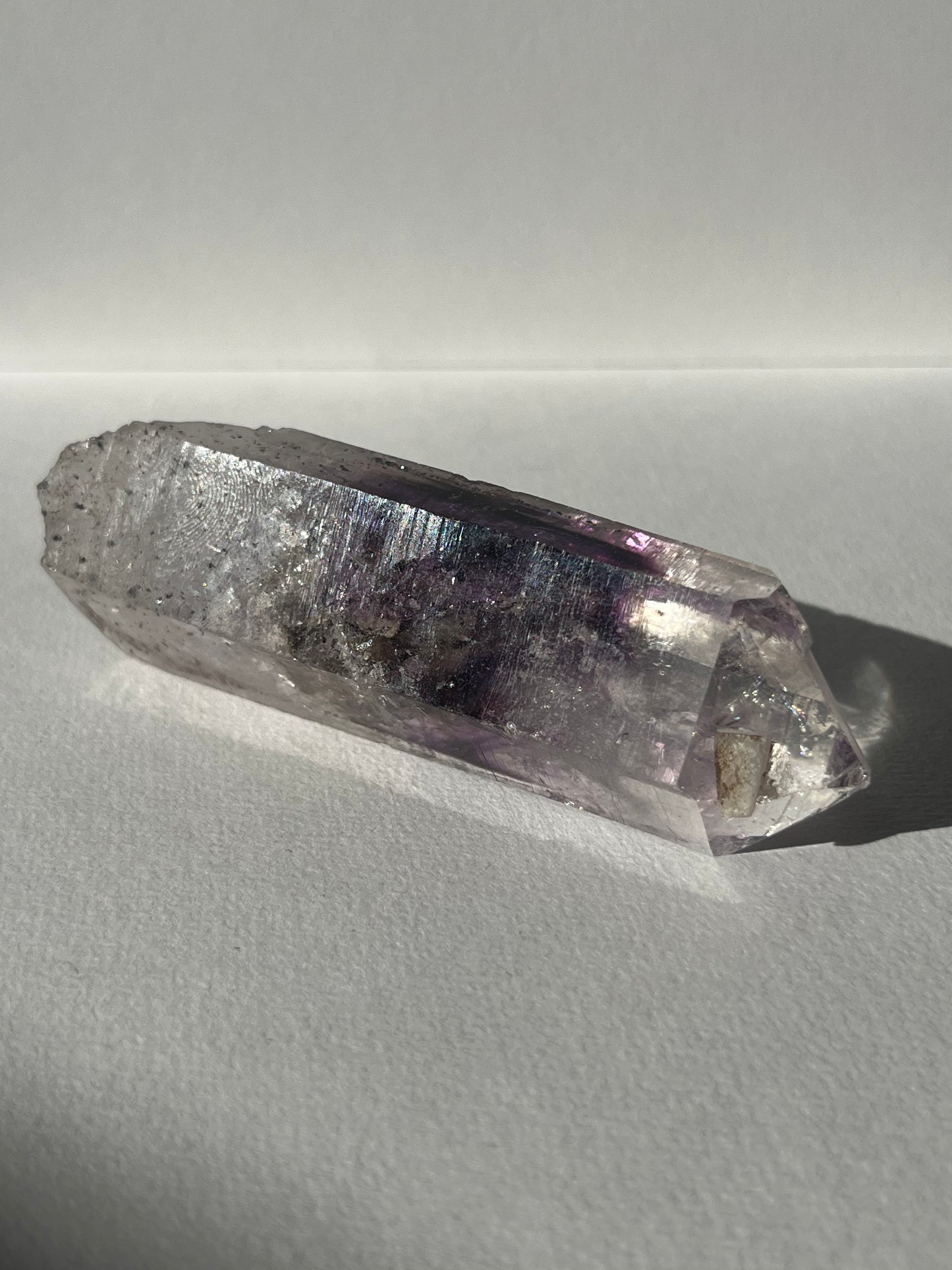 Phantom Amethyst Quartz with Analcime and Harlequin Hematite Inclusions Specimen B