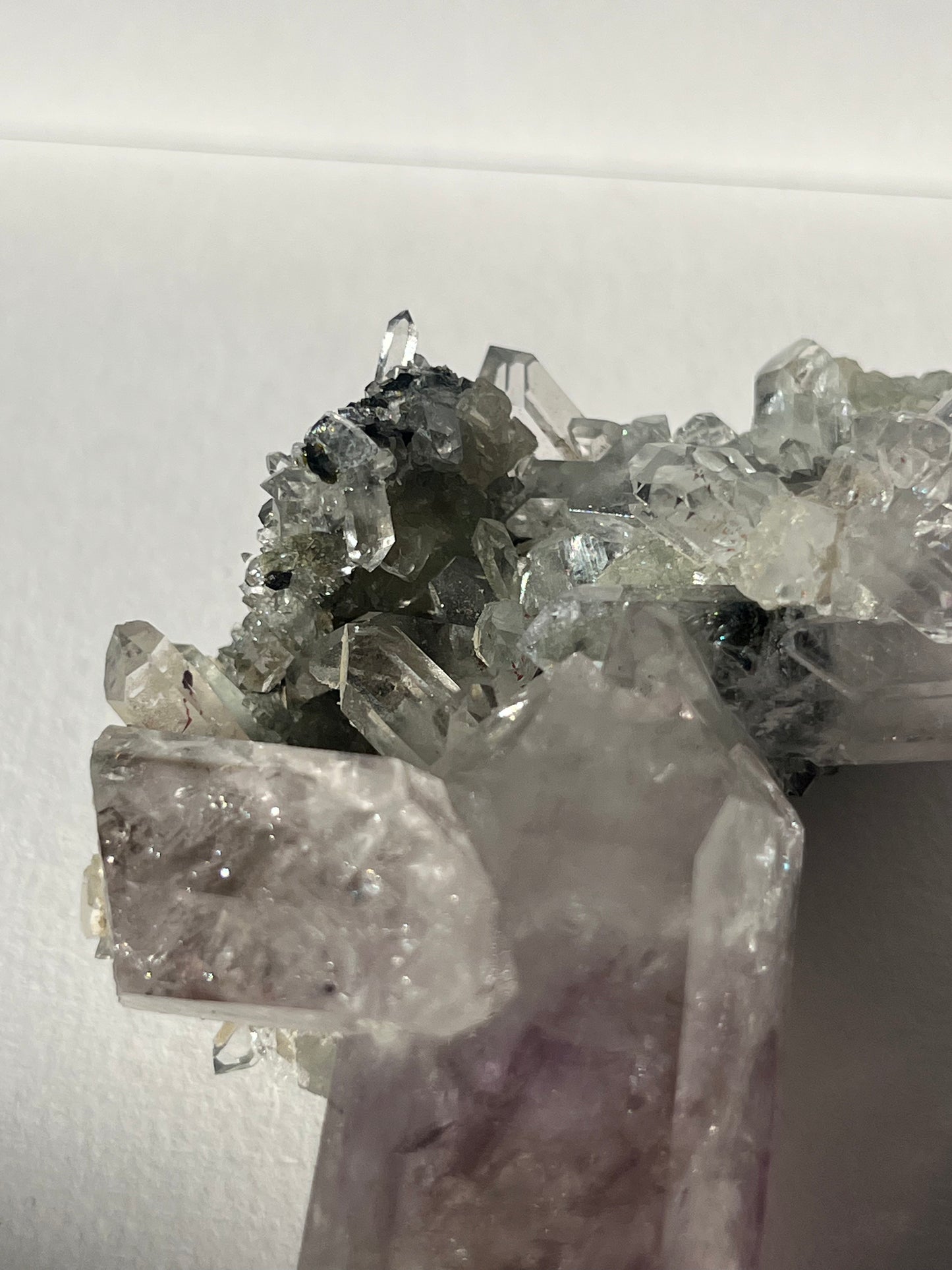 Smokey Phantom Amethyst on Matrix with Enhydro, Epidote & Druzy Coated Calcite Specimen F