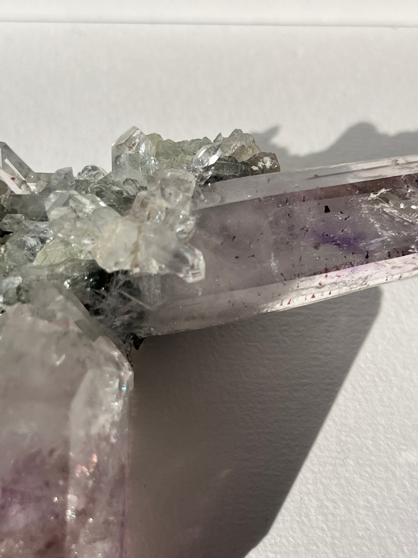 Smokey Phantom Amethyst on Matrix with Enhydro, Epidote & Druzy Coated Calcite Specimen F