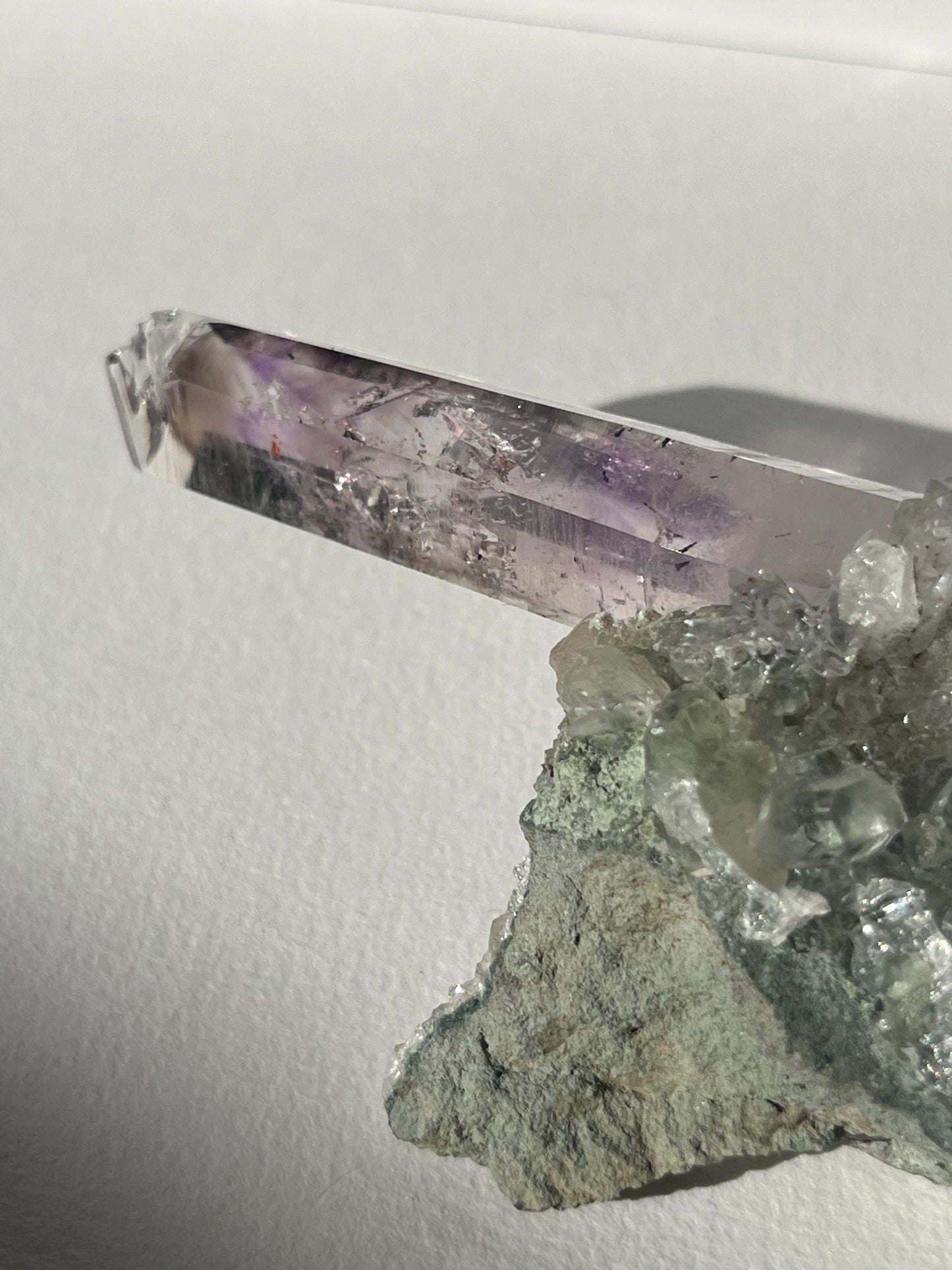 Smokey Phantom Amethyst on Matrix with Enhydro, Epidote & Druzy Coated Calcite Specimen F