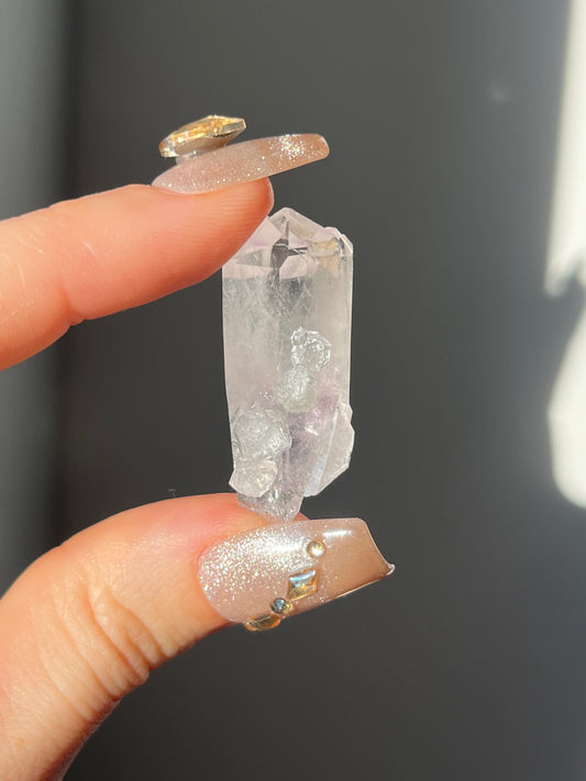Goboboseb Amethyst Quartz Point with Prehnite and Analcime L