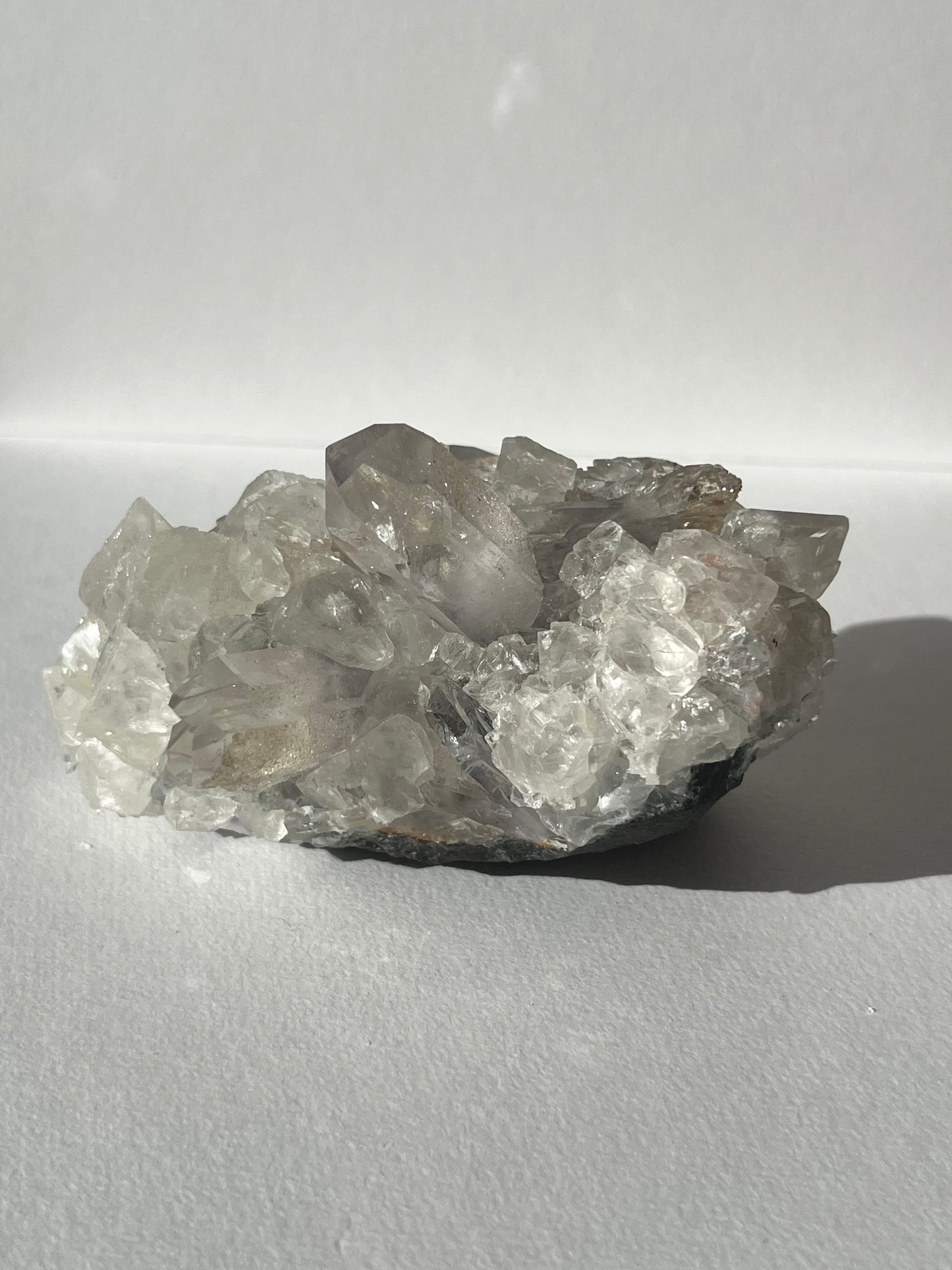 Druzy Analcime Coated Goboboseb Quartz Cluster with UV Reactive Calcite