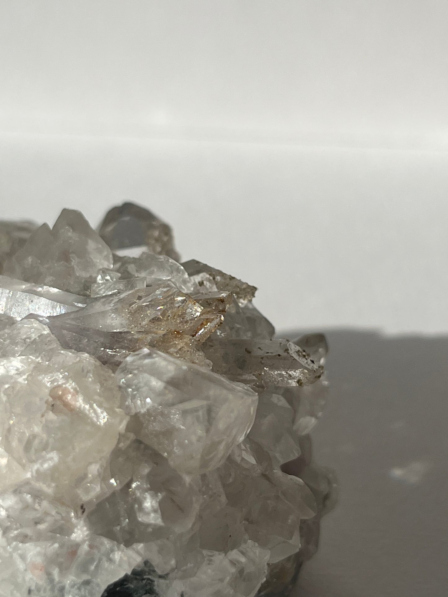 Druzy Analcime Coated Goboboseb Quartz Cluster with UV Reactive Calcite