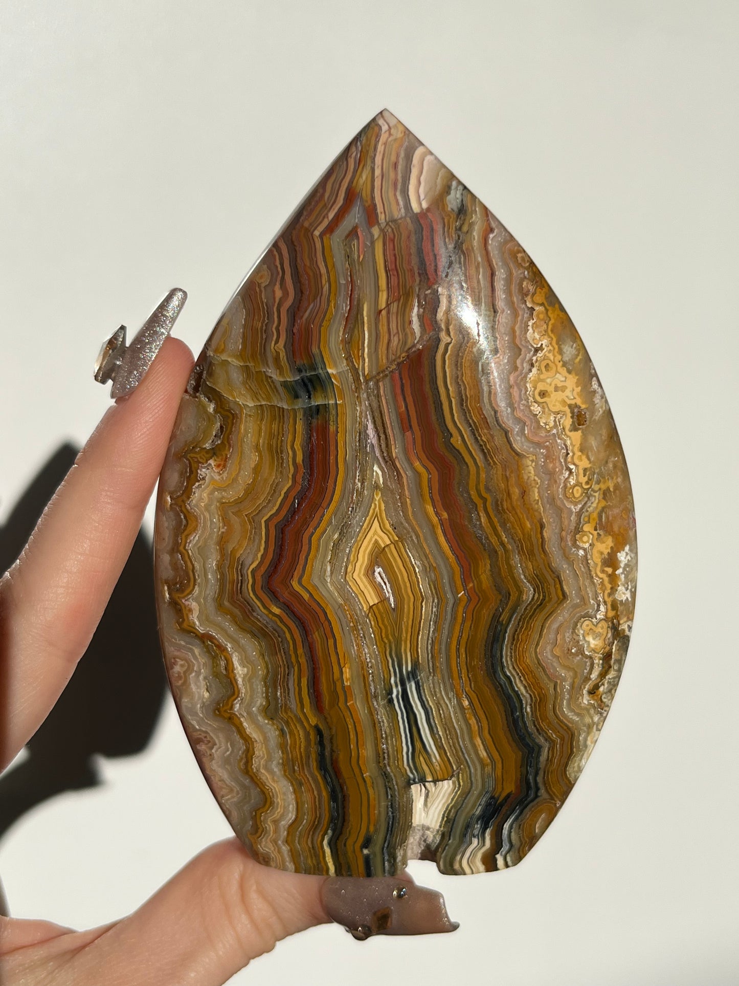 Golden Lace Agate Flame Carving A