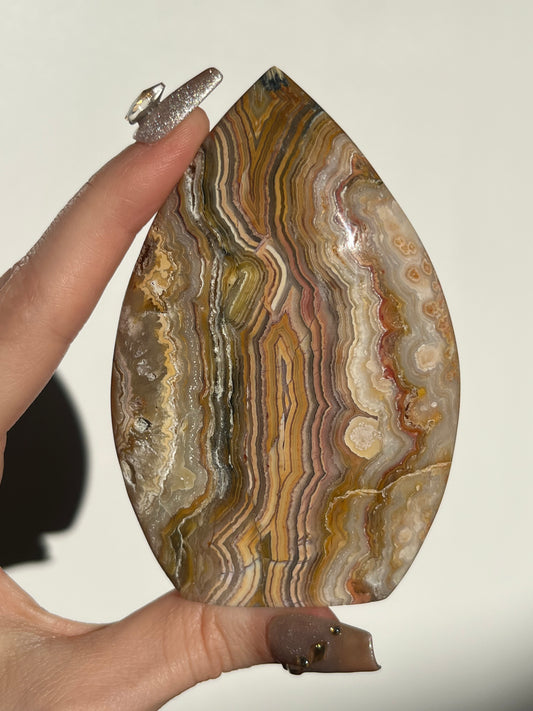 Golden Lace Agate Flame Carving with Parallax Effect E