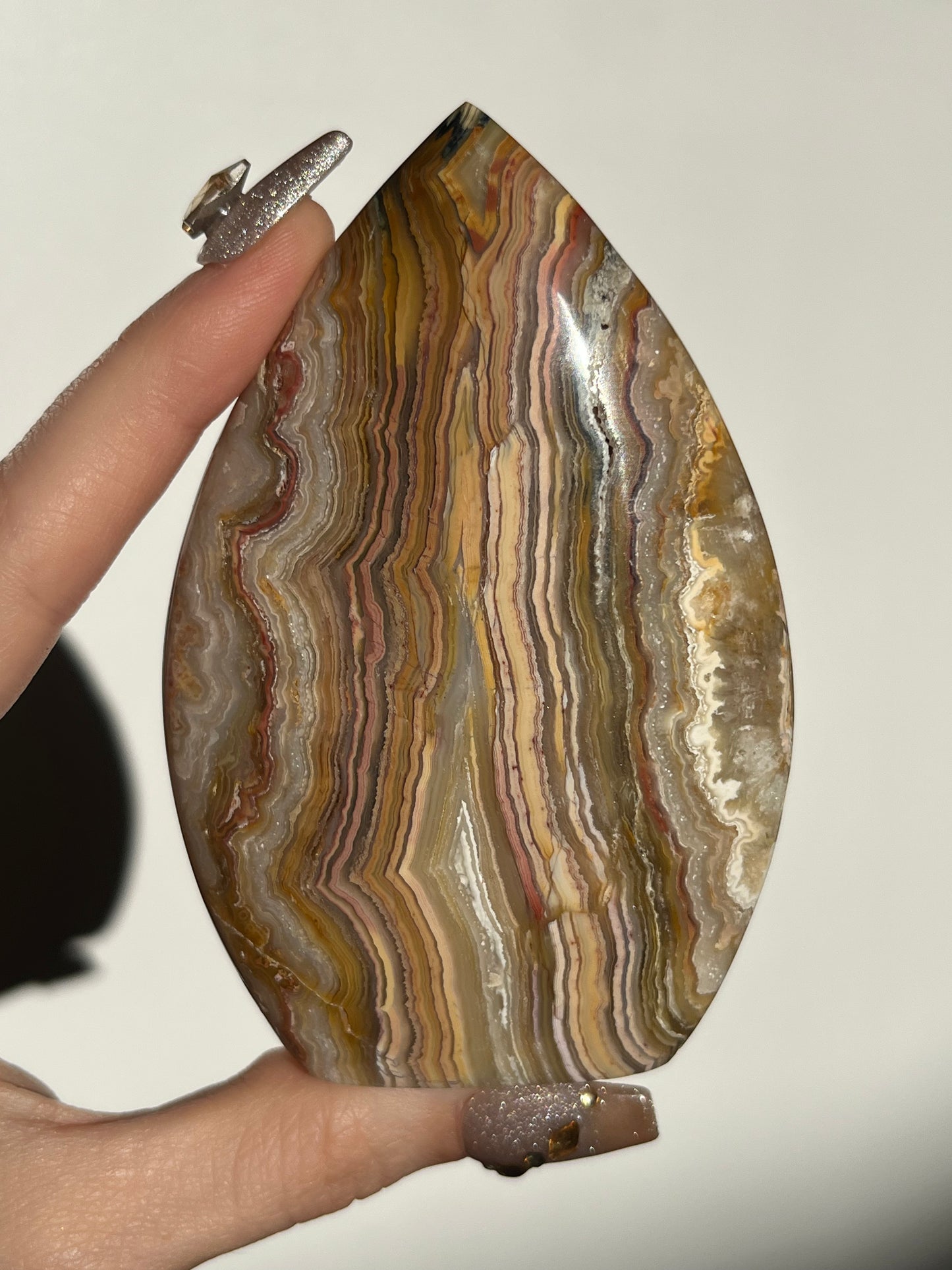 Golden Lace Agate Flame Carving with Parallax Effect E