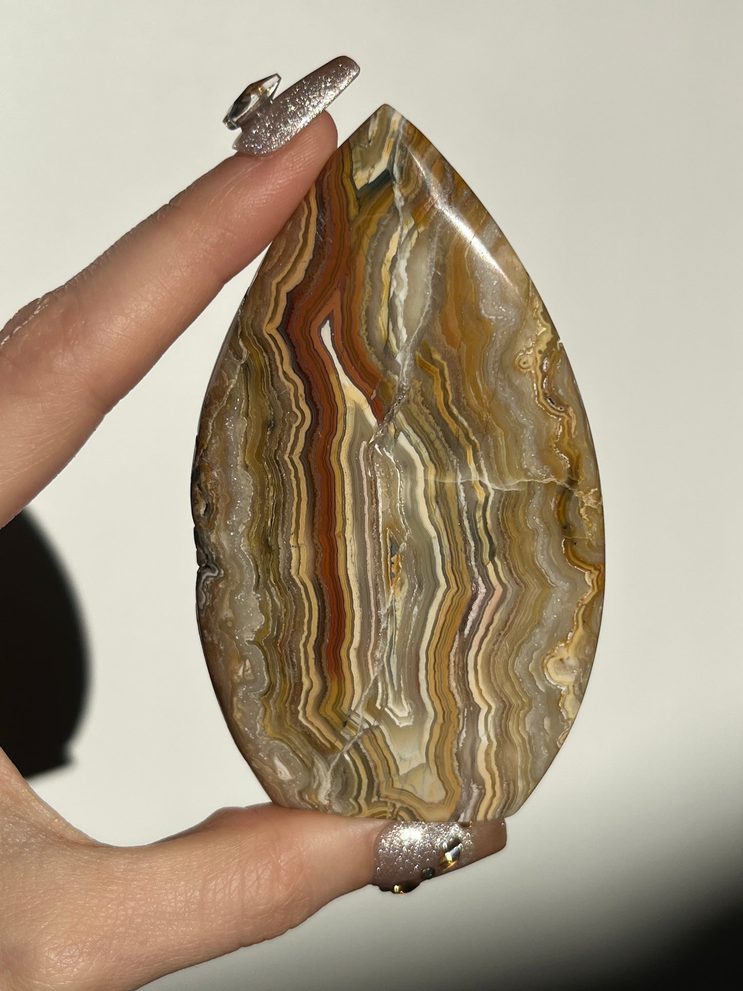 Golden Lace Agate Flame Carving G
