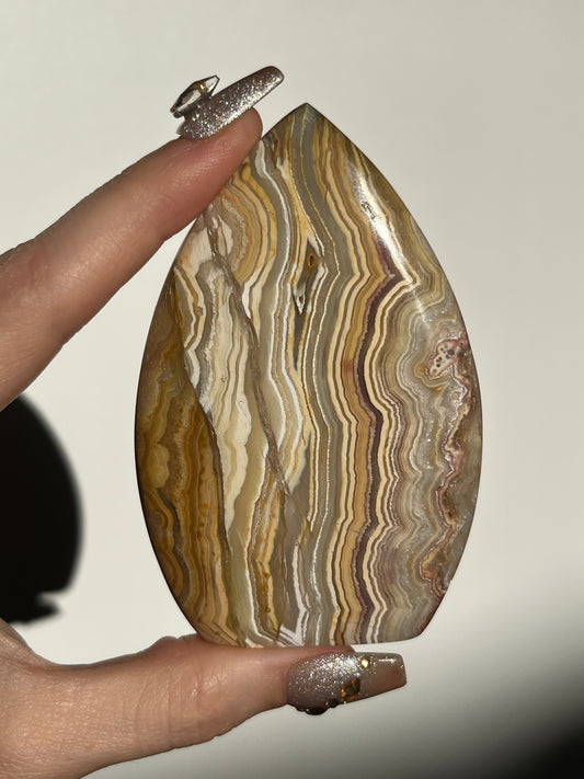 Golden Lace Agate Flame Carving with Parallax Effect H