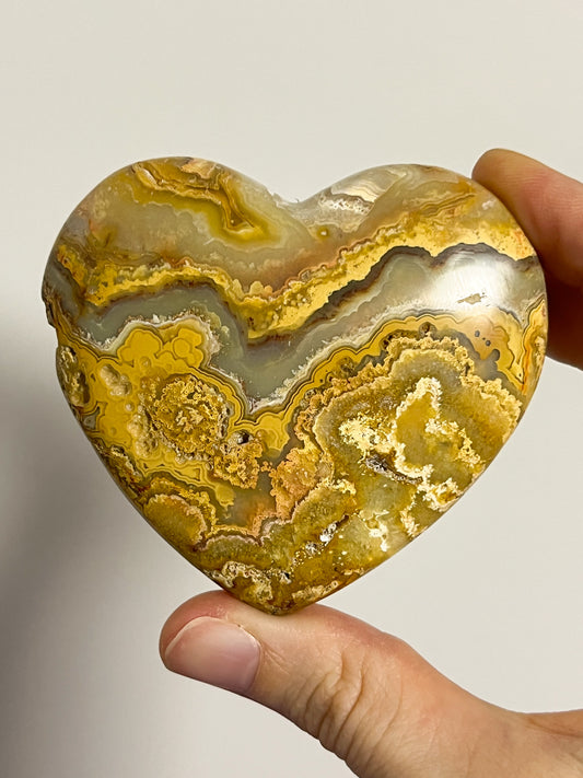 Golden Crazy Lace Agate Heart Palmstone #1