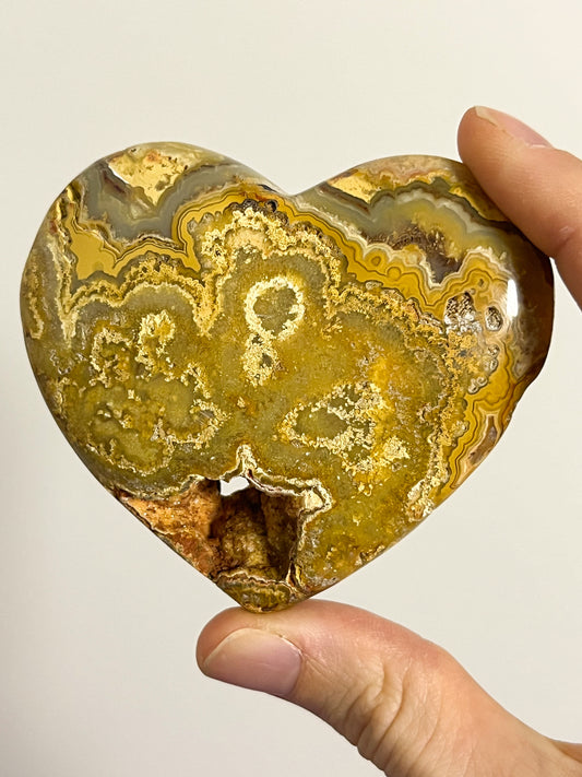 Golden Crazy Lace Agate Heart Palmstone #2
