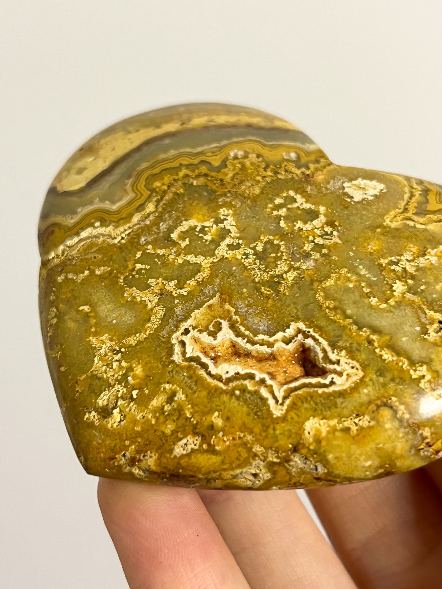 Golden Crazy Lace Agate Heart Palmstone #5