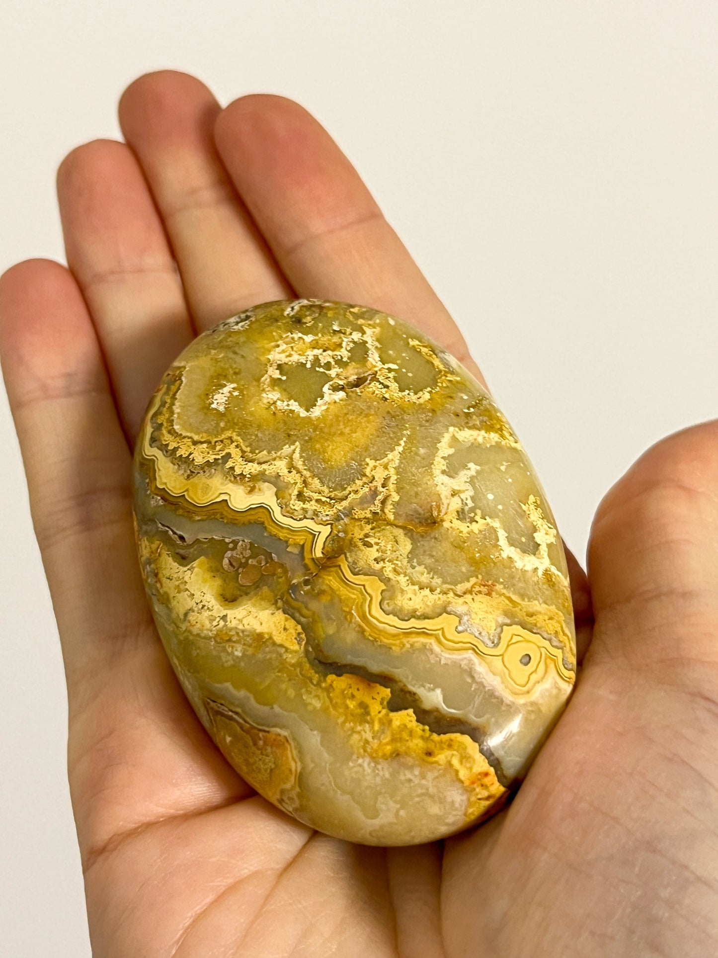 Golden Crazy Lace Agate Oval Palmstone #1