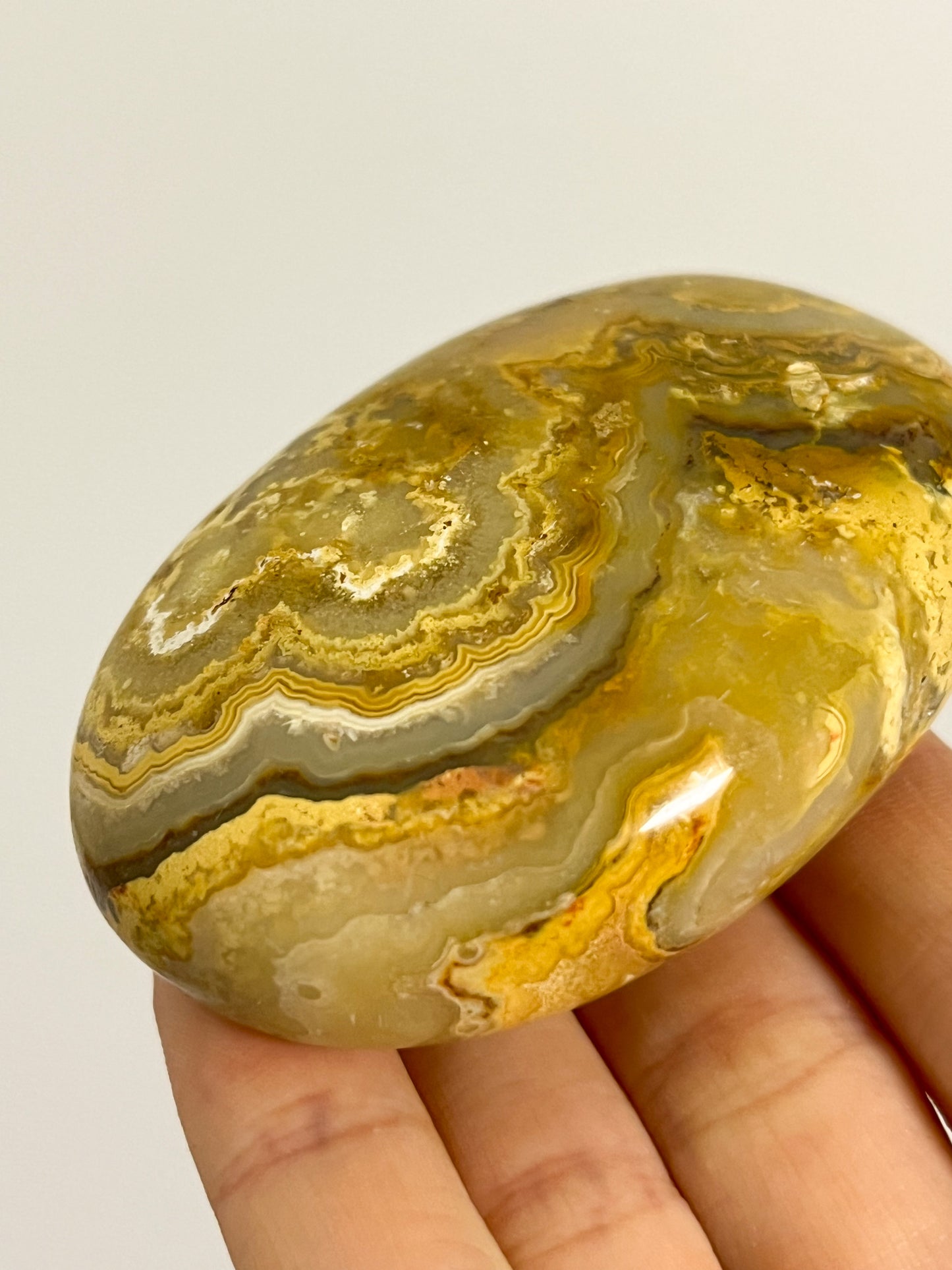 Golden Crazy Lace Agate Oval Palmstone #1