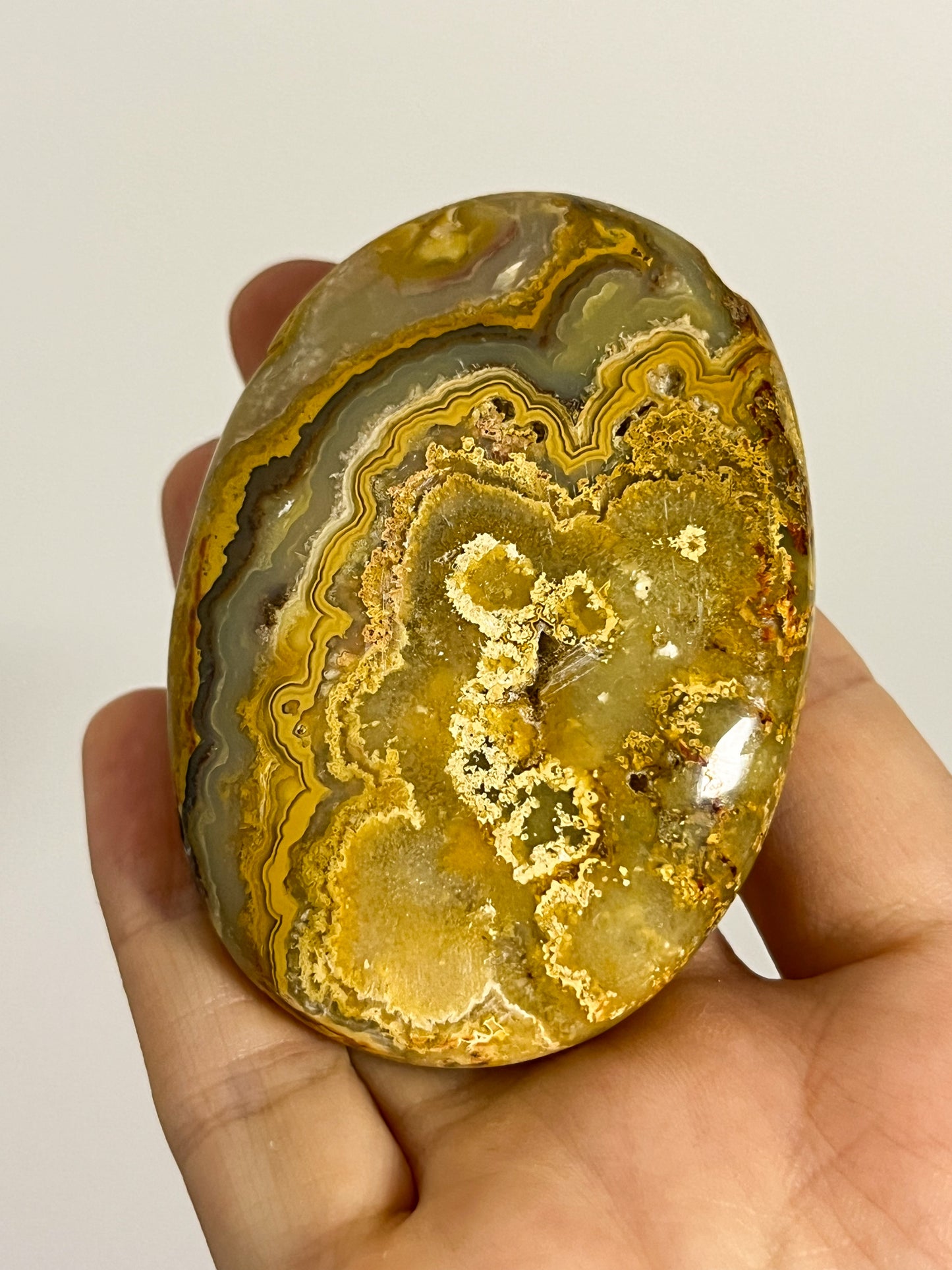 Golden Crazy Lace Agate Oval Palmstone #3