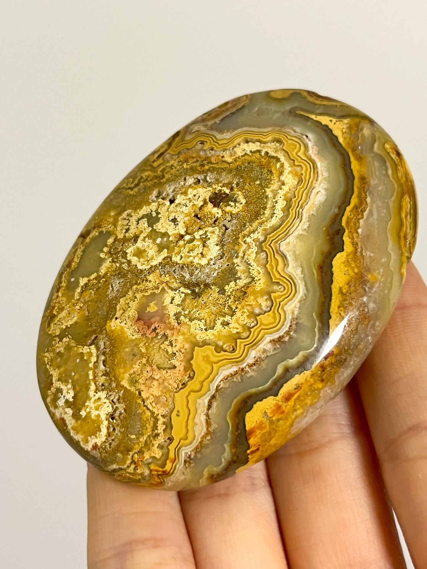 Golden Crazy Lace Agate Oval Palmstone #3