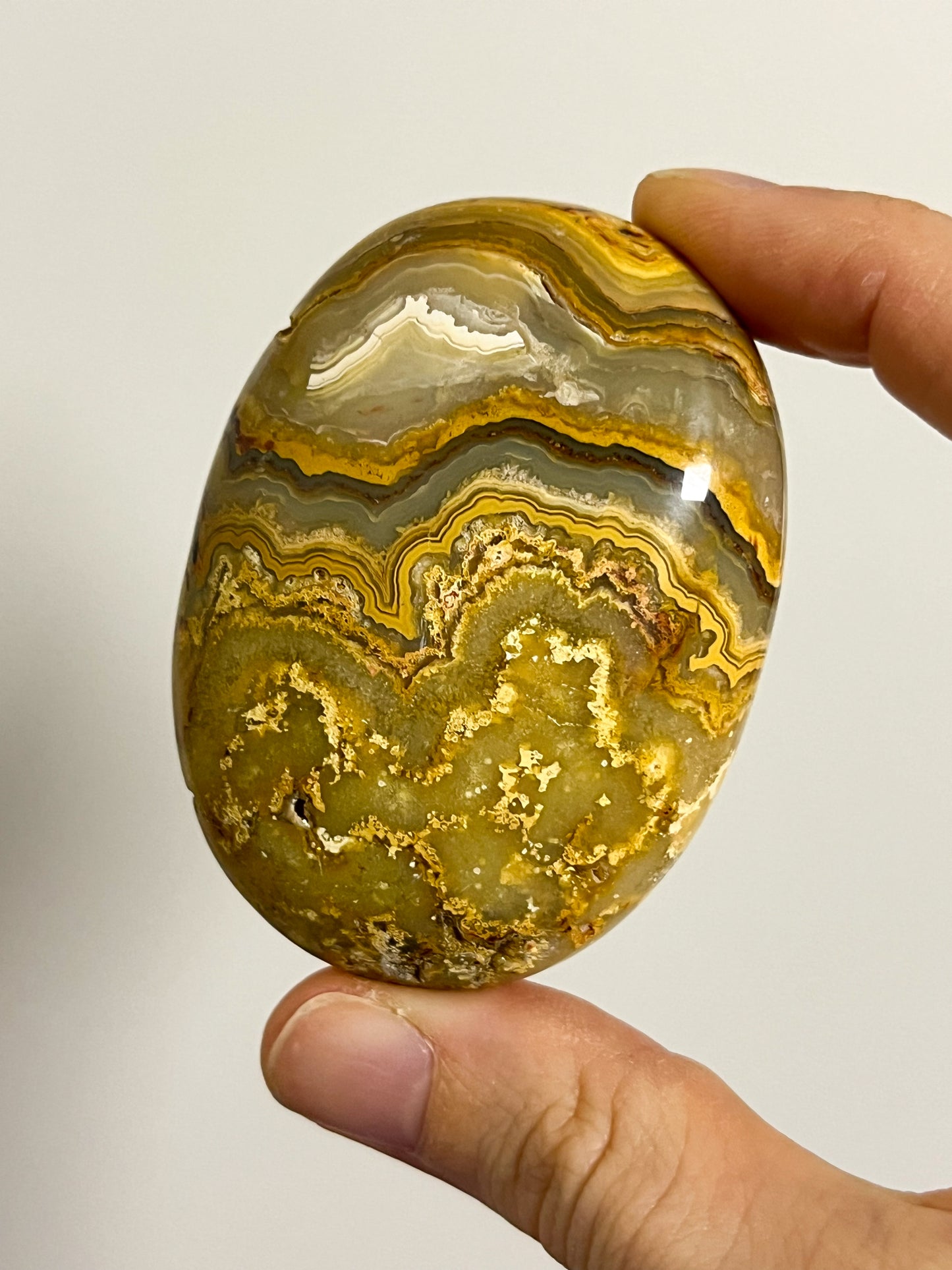 Golden Crazy Lace Agate Oval Palmstone #5