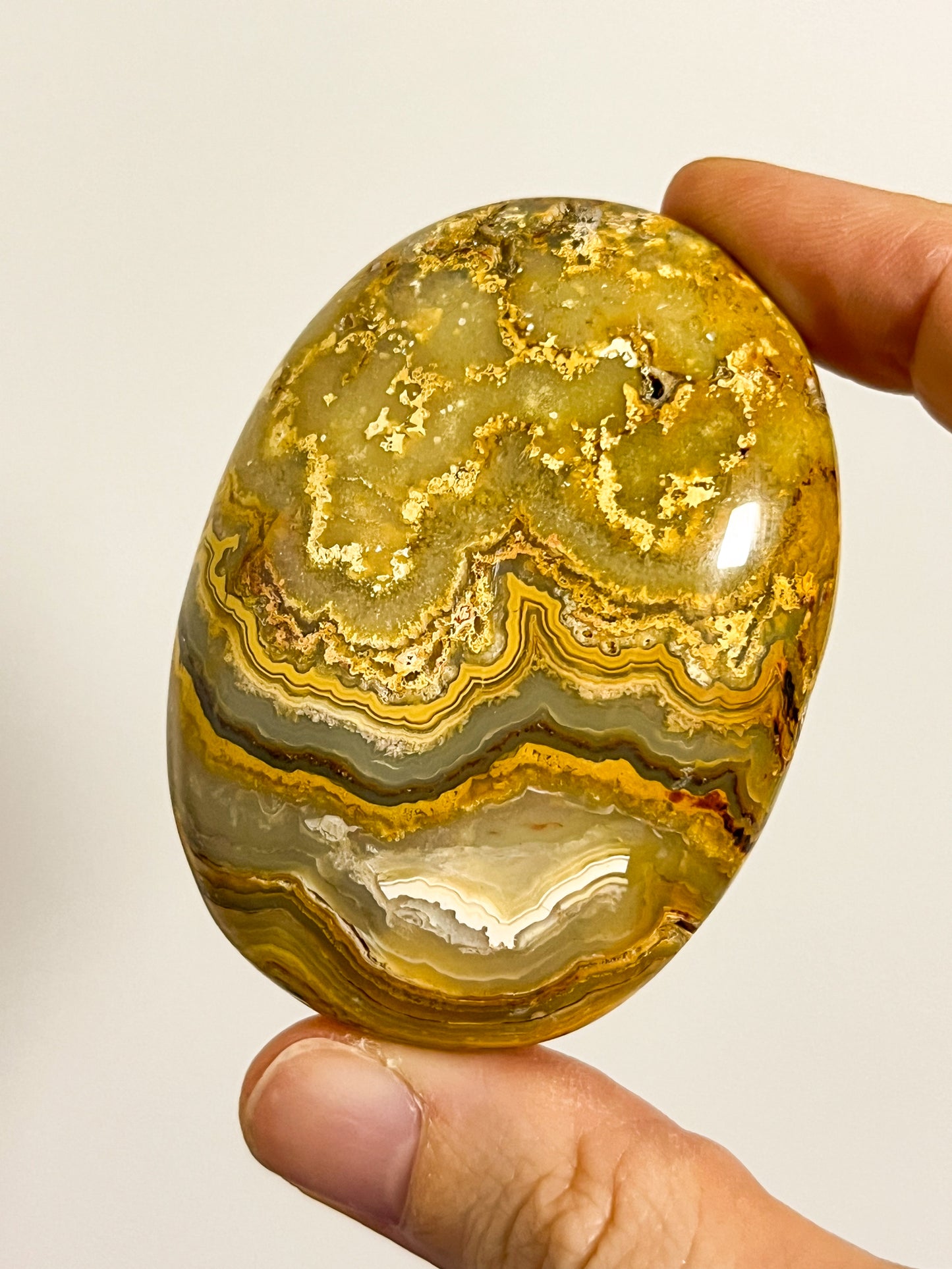 Golden Crazy Lace Agate Oval Palmstone #5