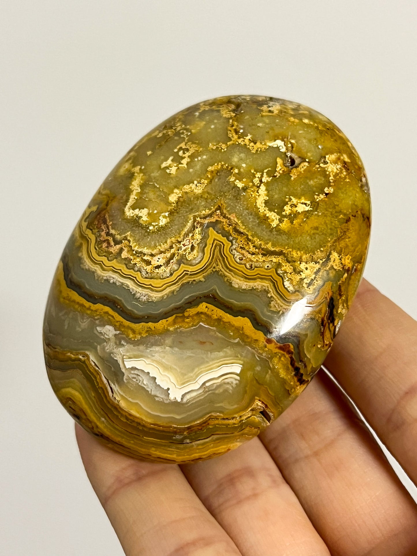 Golden Crazy Lace Agate Oval Palmstone #5