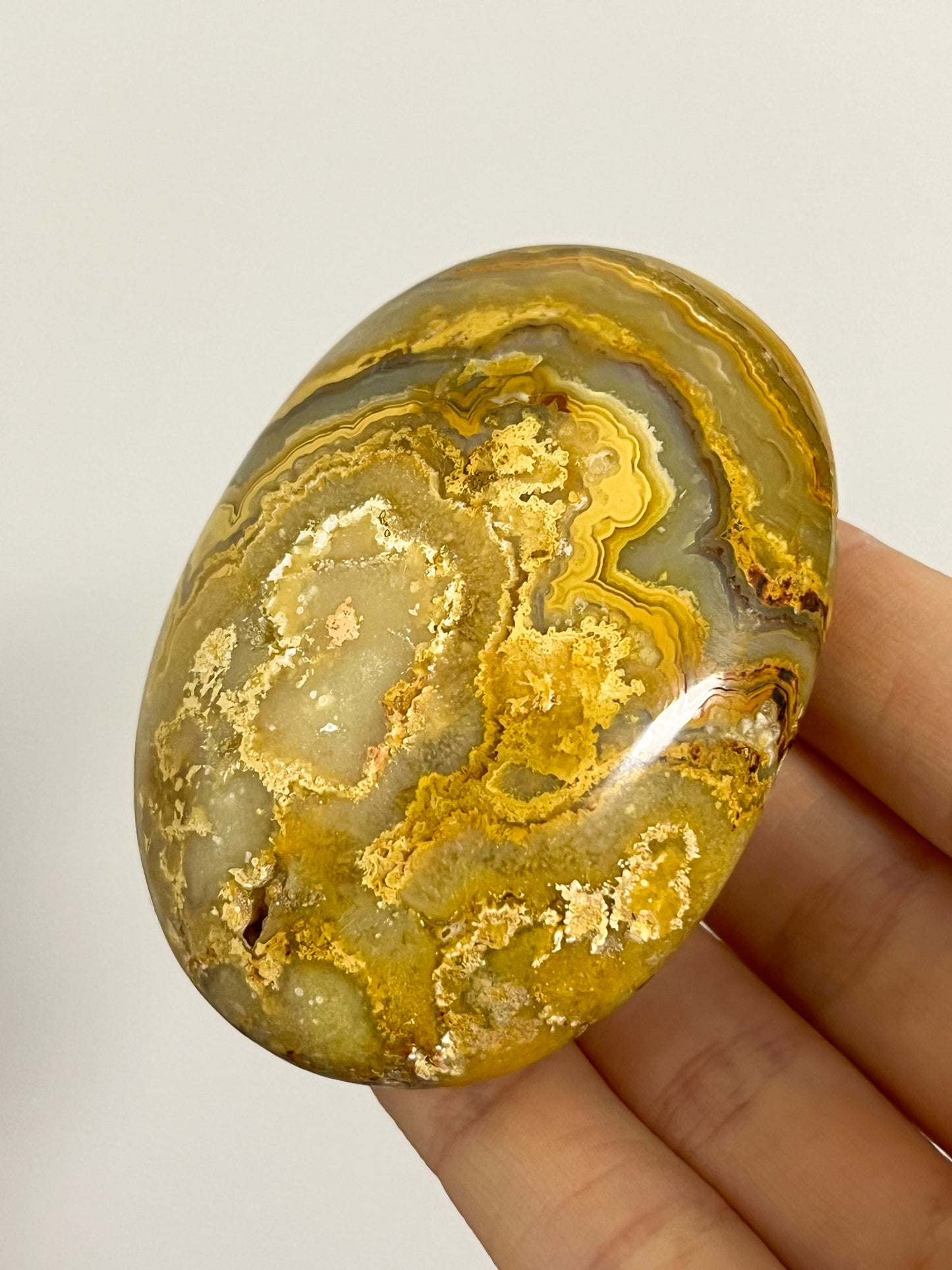 Golden Crazy Lace Agate Oval Palmstone #5