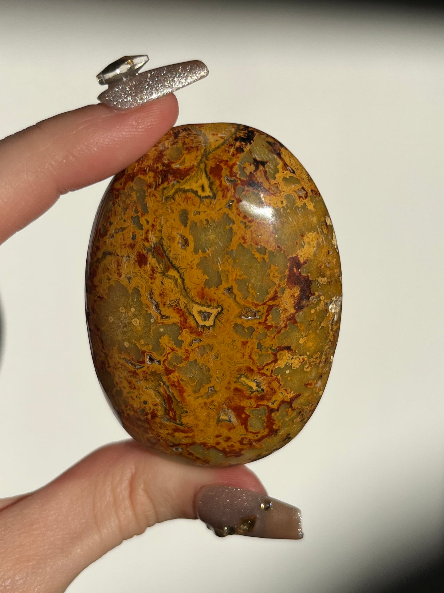Golden Lace Agate Oval Palmstone A