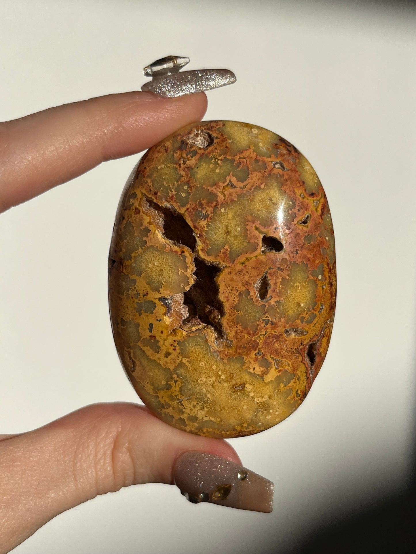 Golden Lace Agate Oval Palmstone B