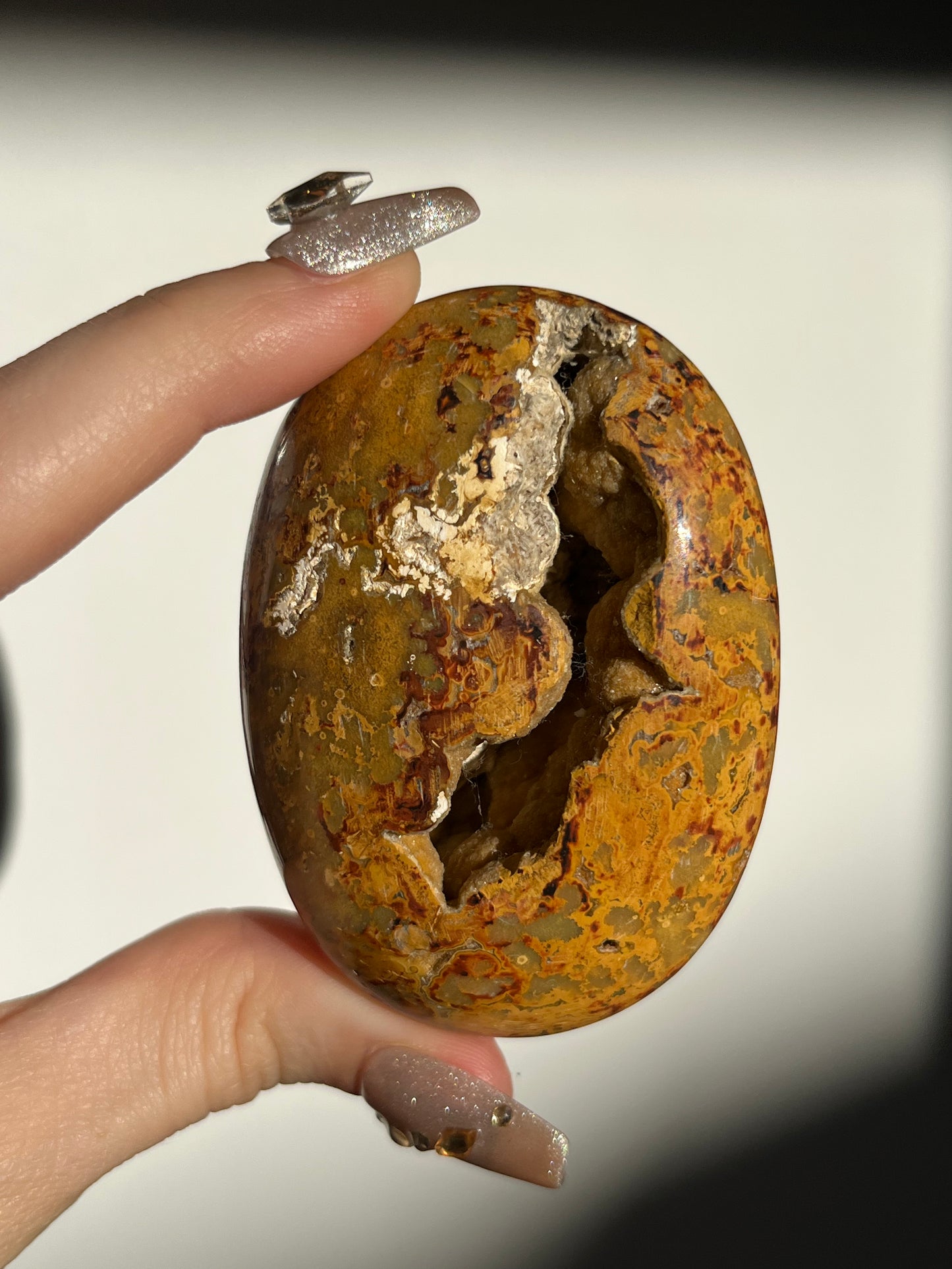 Golden Lace Agate Oval Palmstone E