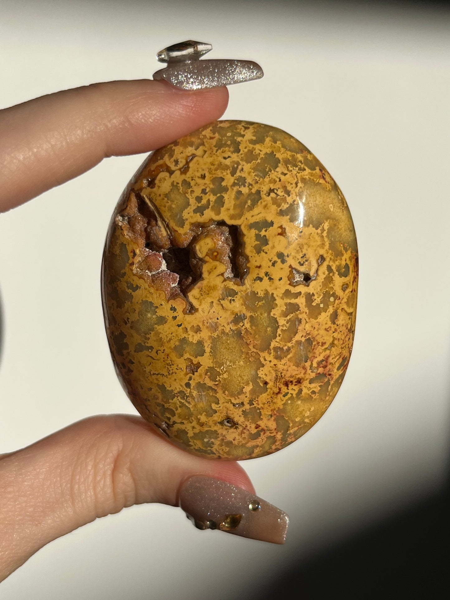 Golden Lace Agate Oval Palmstone F