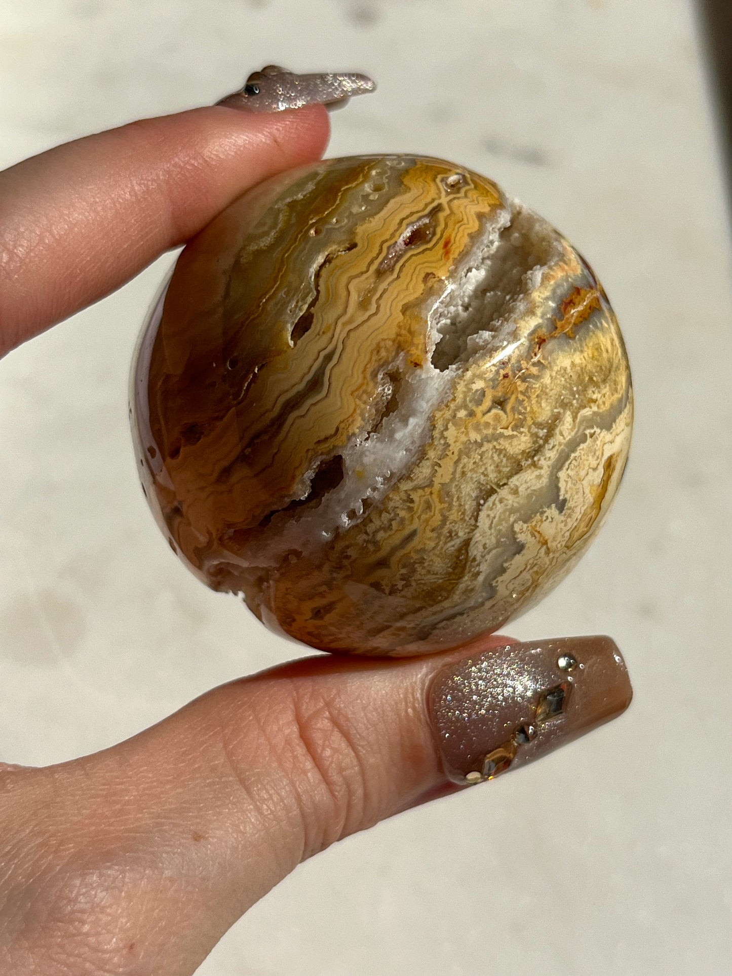 Golden Crazy Lace Agate Sphere #B