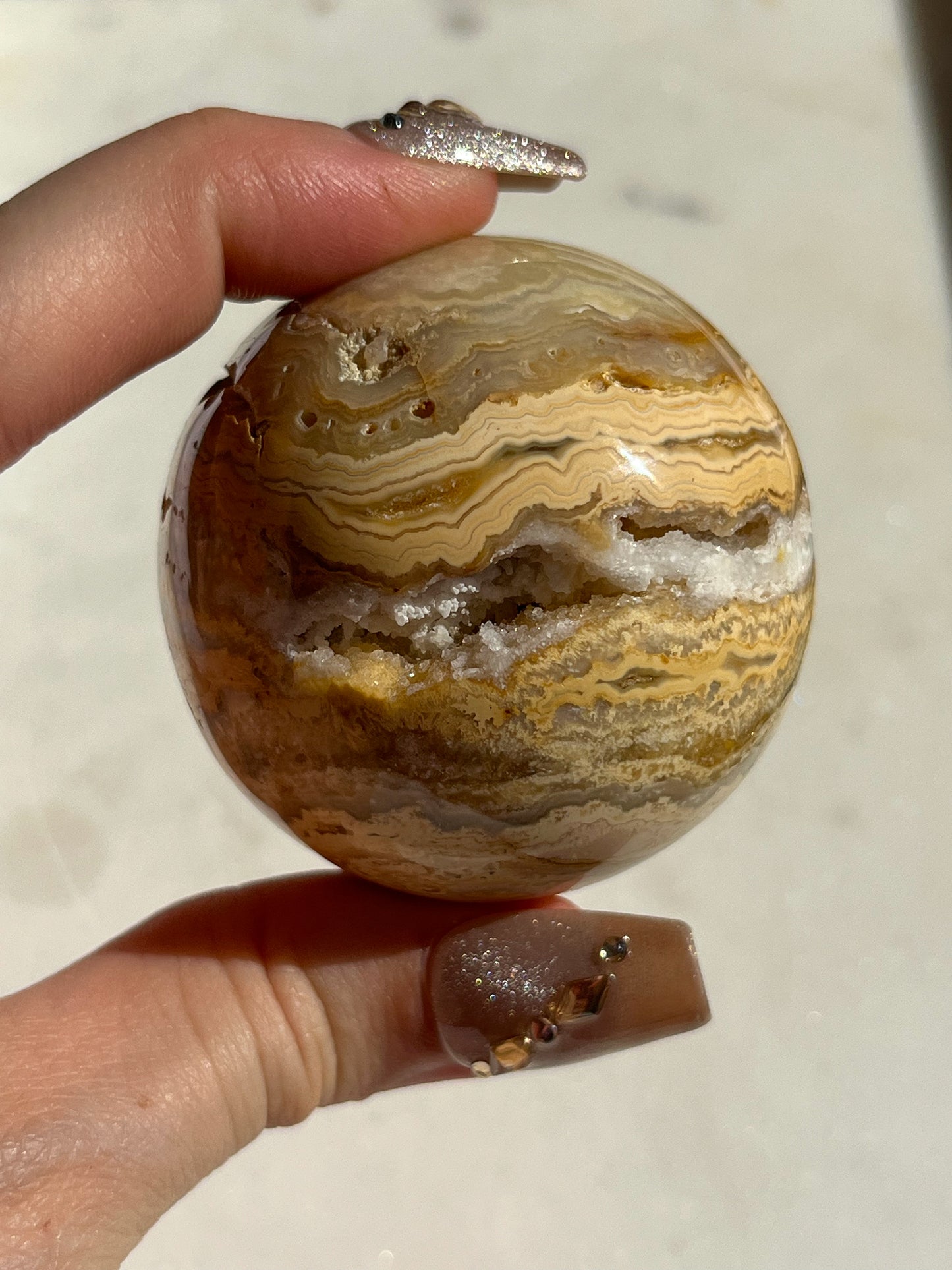 Golden Crazy Lace Agate Sphere #B